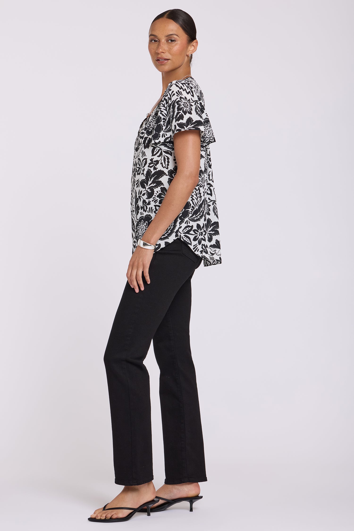 NYDJ Pleated Flutter Sleeved Blouse  - Palm Royale
