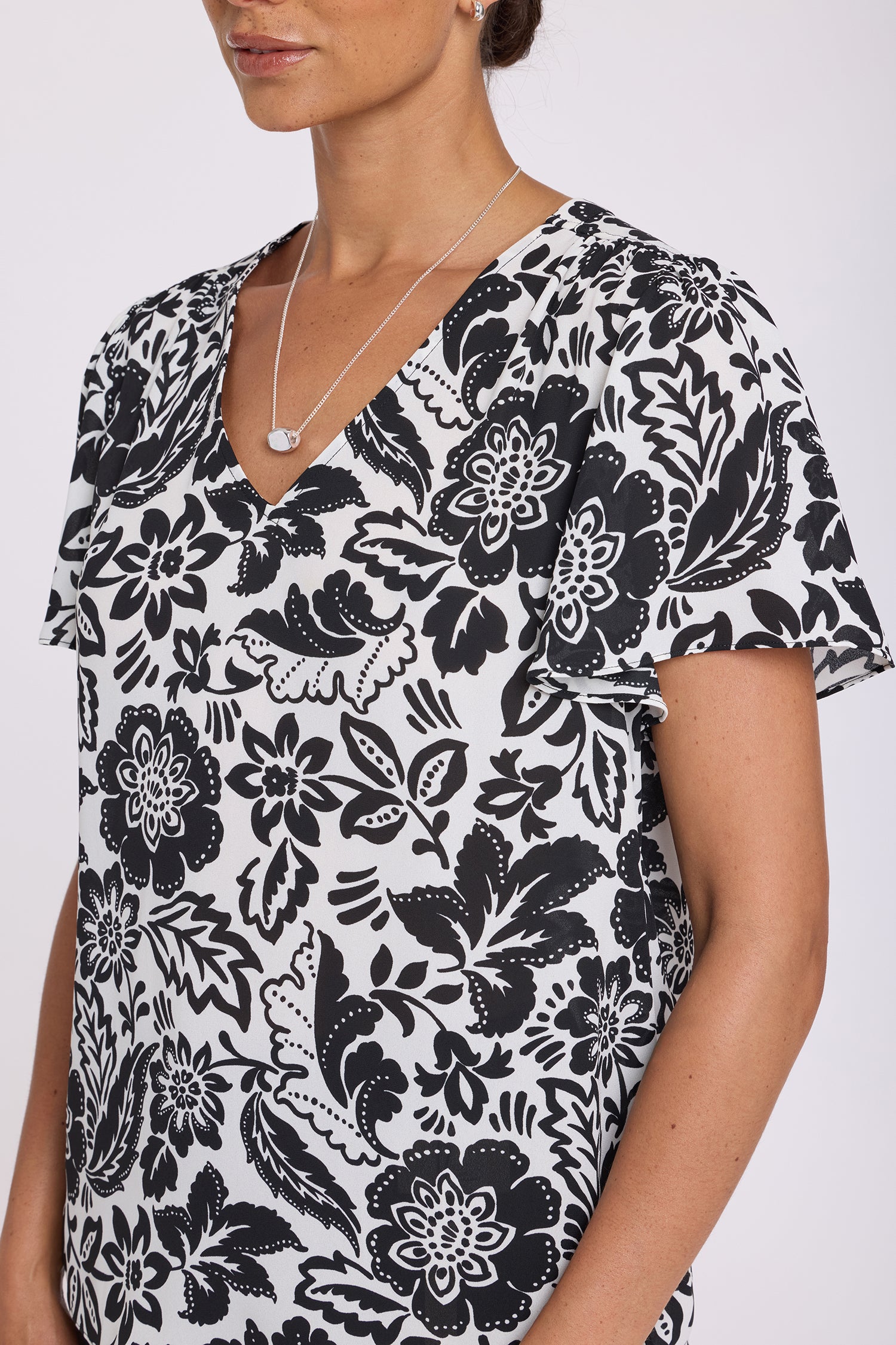 NYDJ Pleated Flutter Sleeved Blouse  - Palm Royale