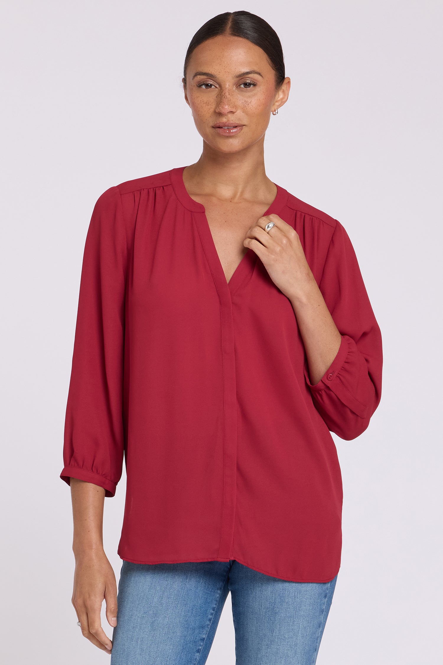 NYDJ Pintuck Blouse  - Beaujolais