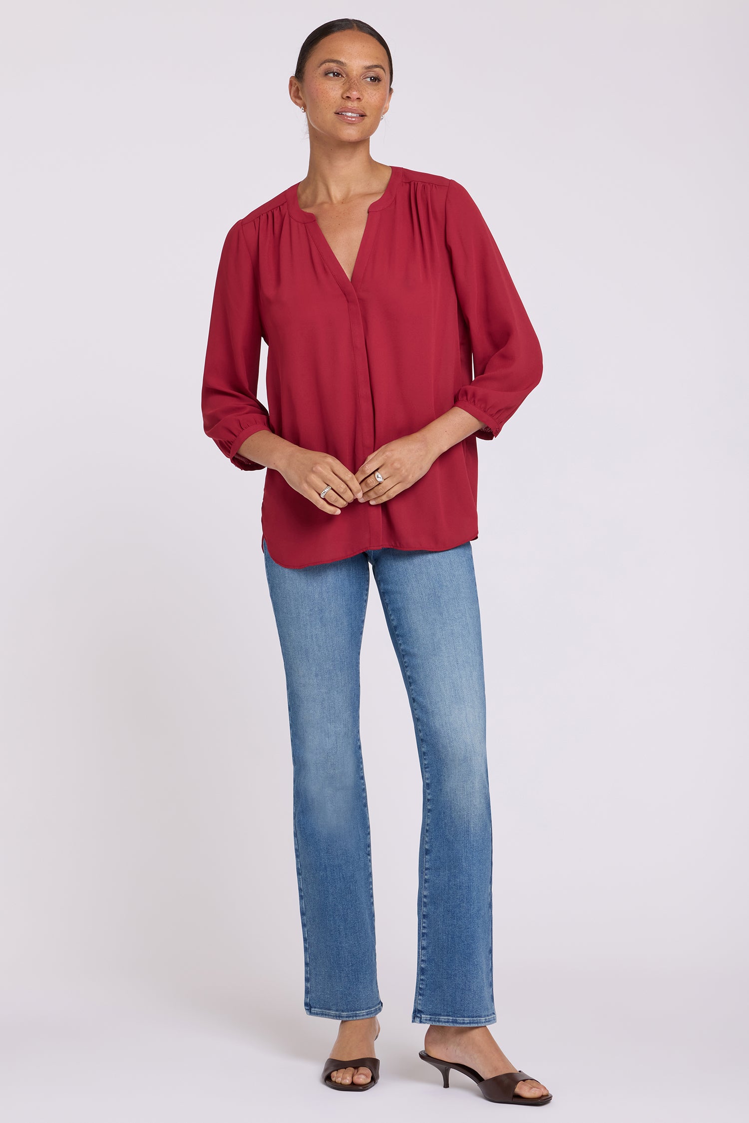 NYDJ Pintuck Blouse  - Beaujolais