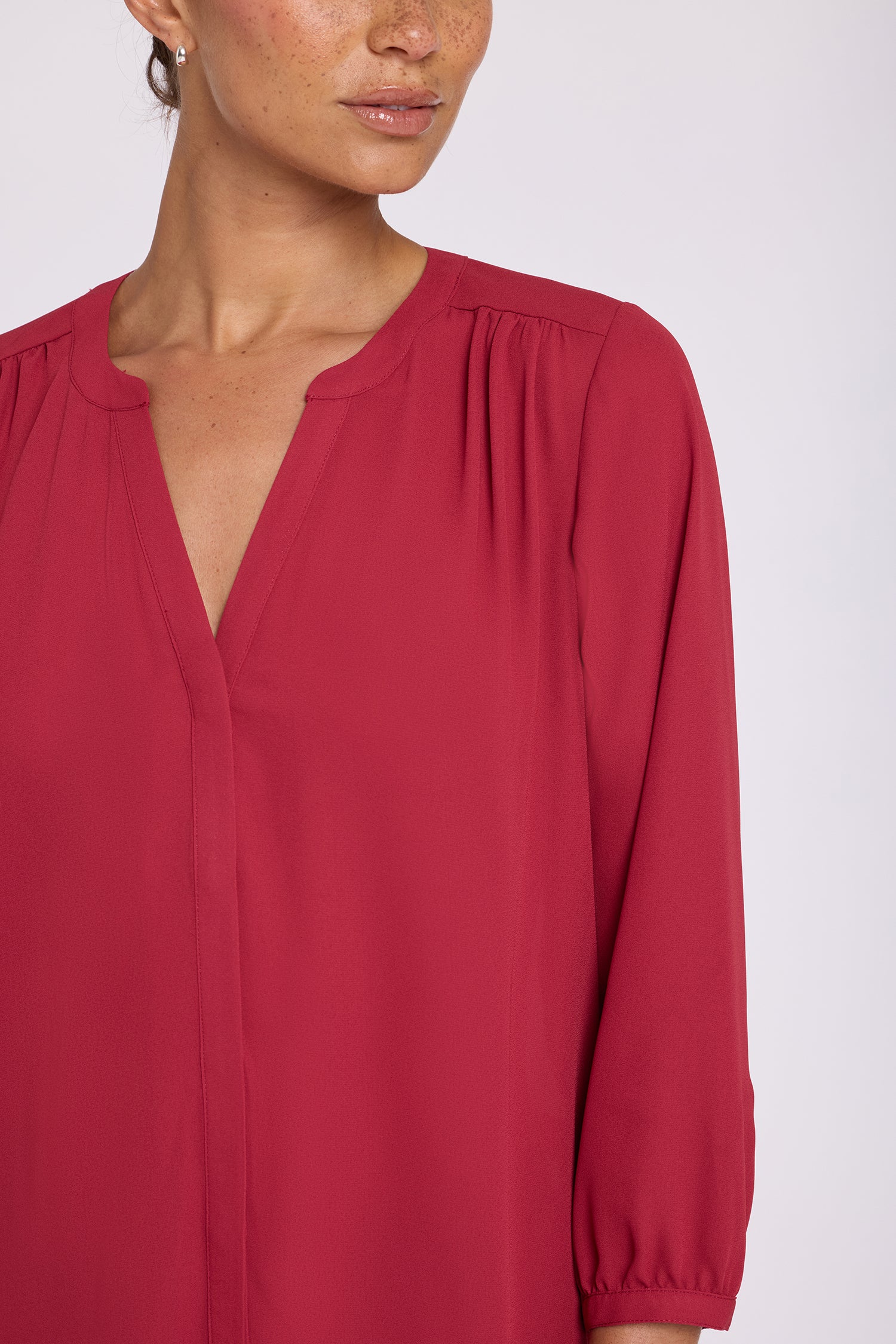 NYDJ Pintuck Blouse  - Beaujolais