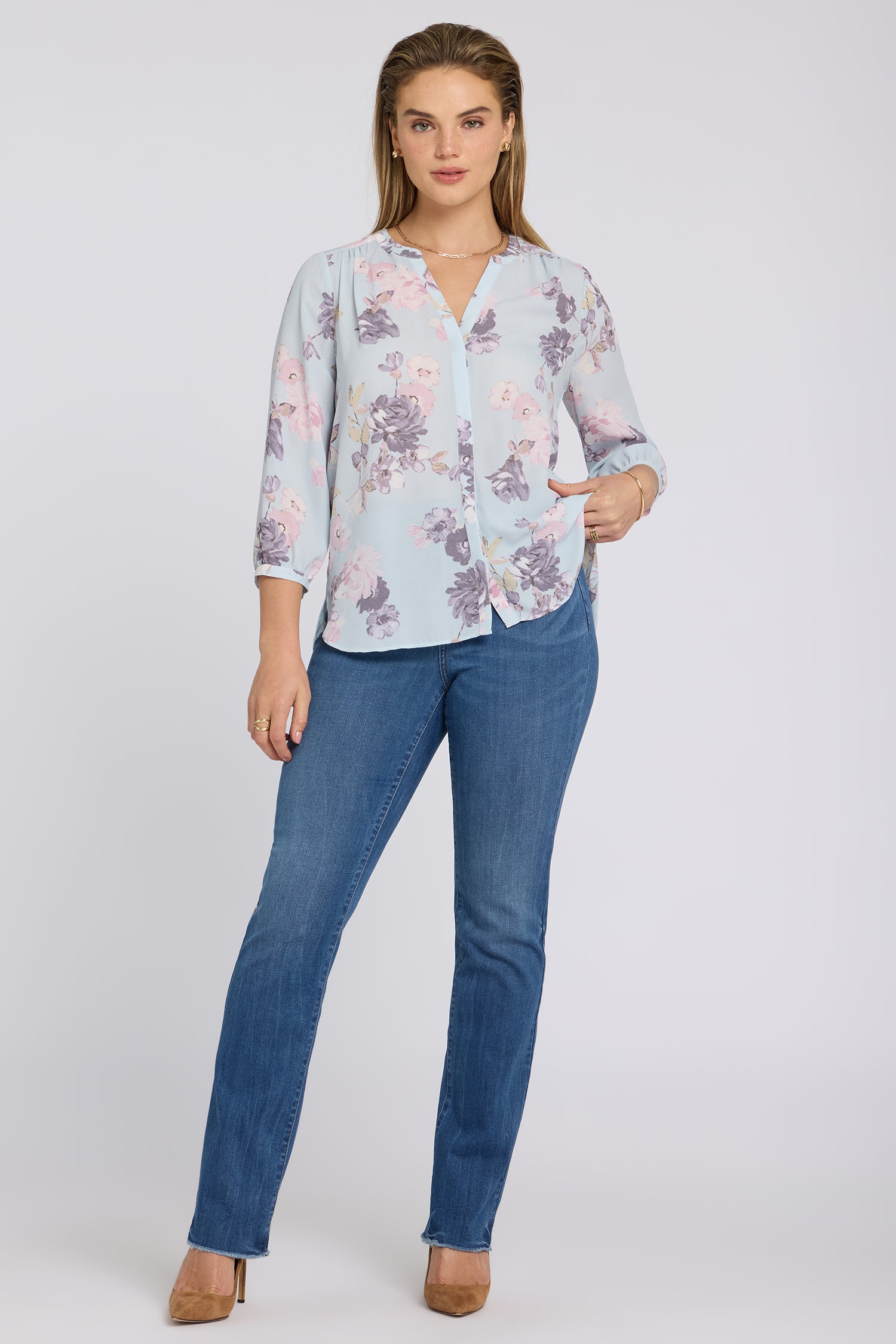 NYDJ Pintuck Blouse  - Graceful Blossom