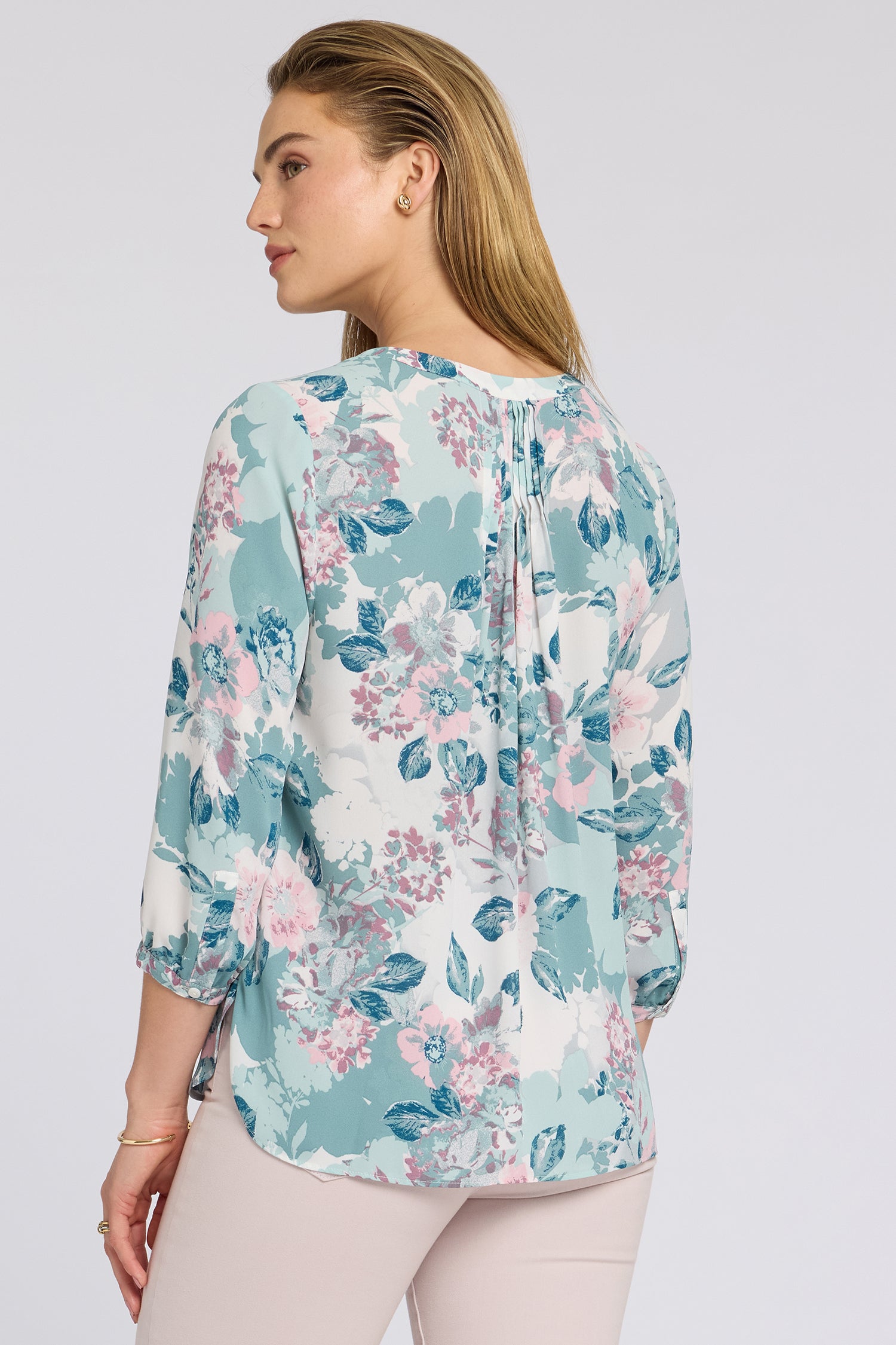 NYDJ Pintuck Blouse  - Floral Mosaic