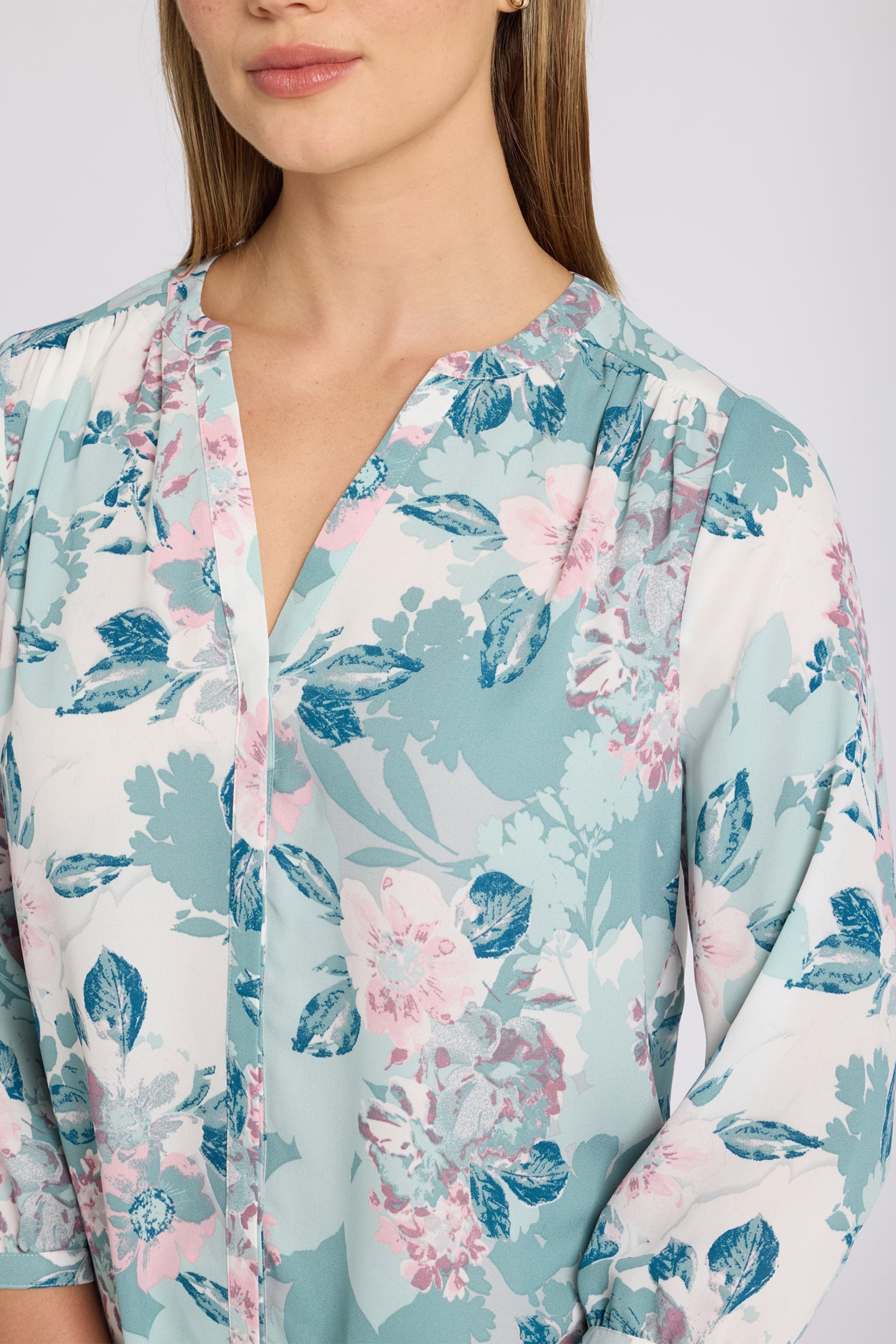 NYDJ Pintuck Blouse  - Floral Mosaic