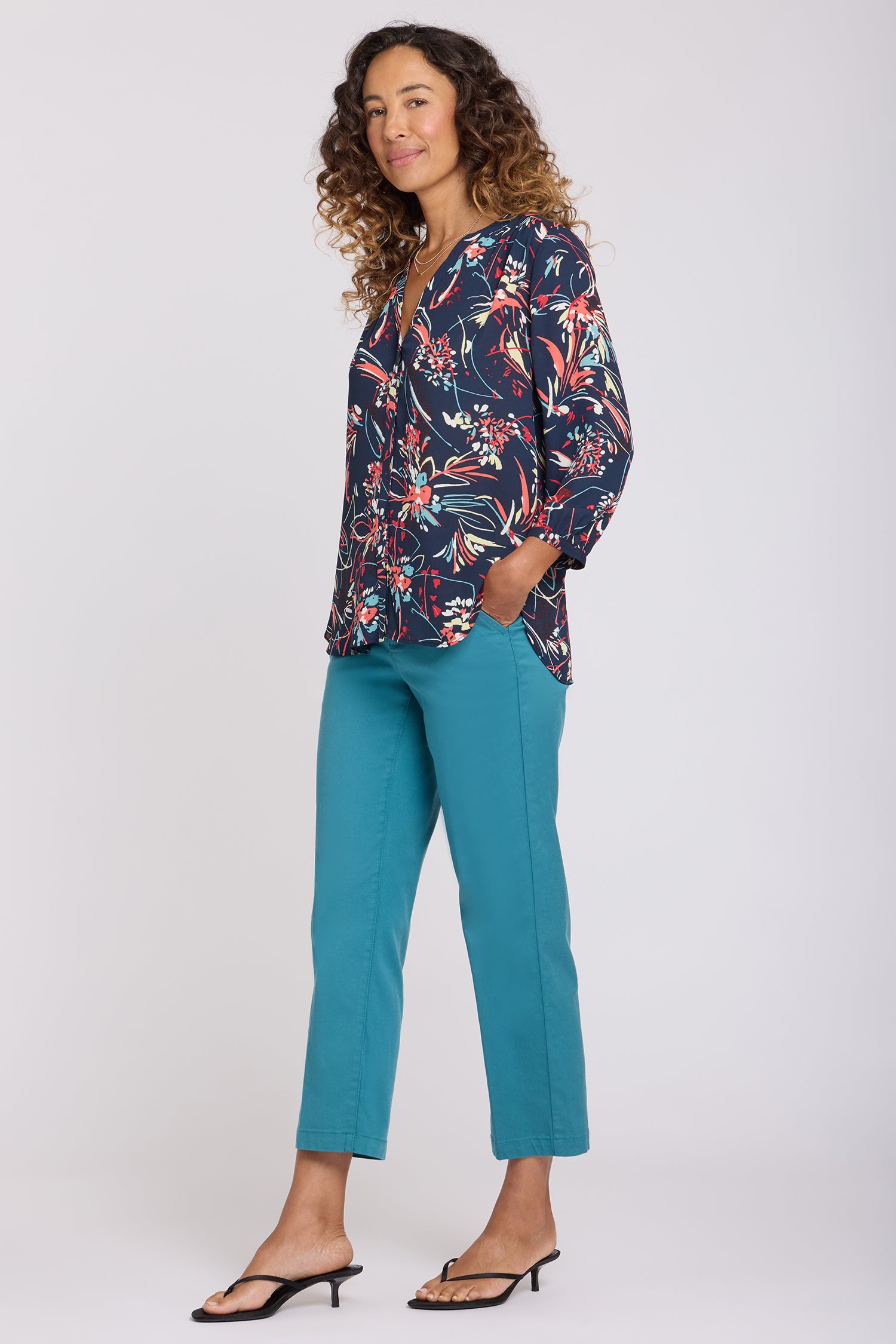 NYDJ Pintuck Blouse  - Blooming Potpourri