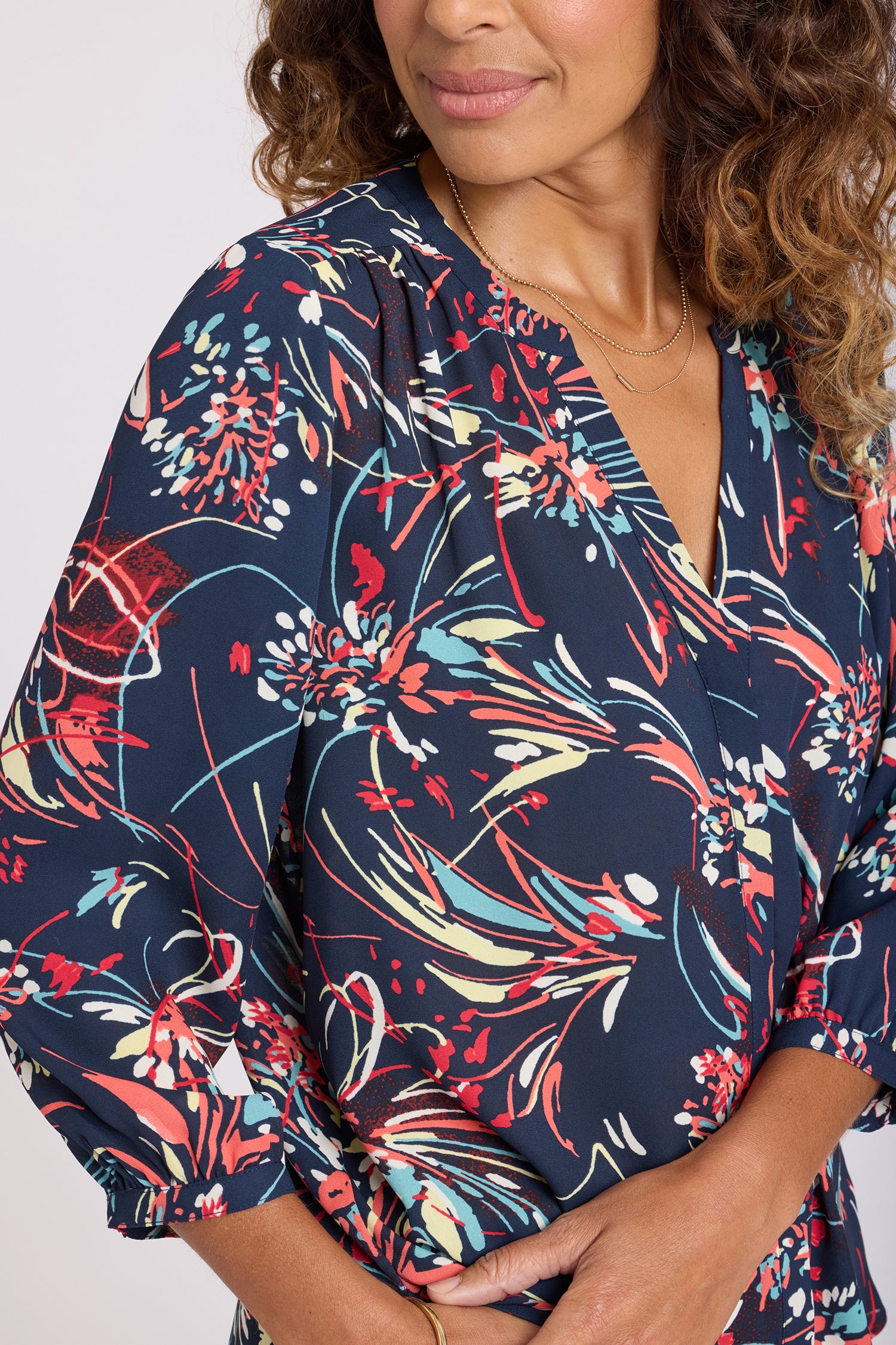 NYDJ Pintuck Blouse  - Blooming Potpourri