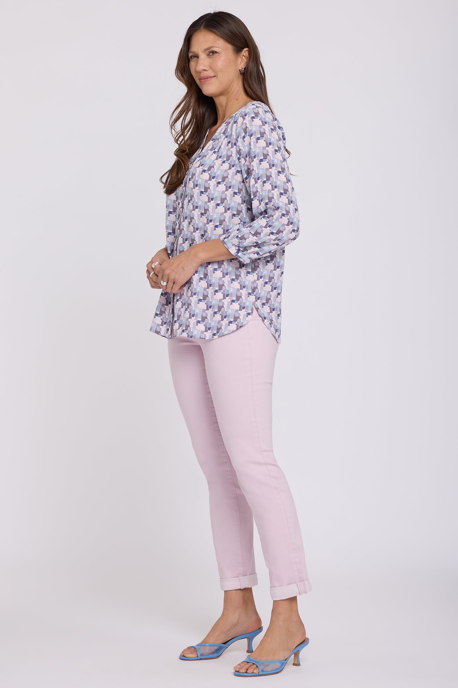 NYDJ Pintuck Blouse  - Aurora Abstract