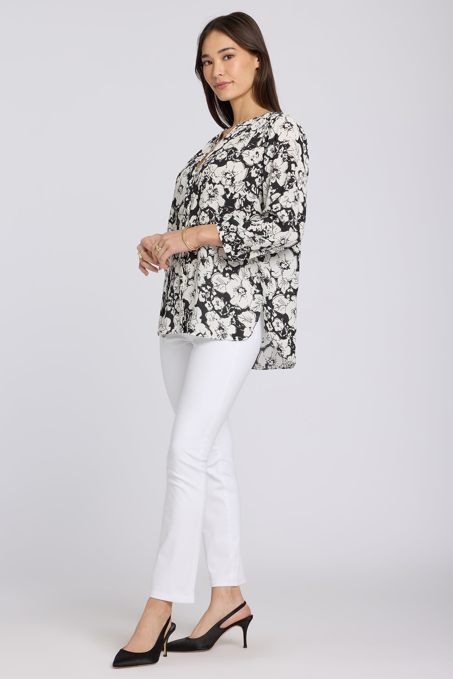 NYDJ Pintuck Blouse  - Poignant Poppies
