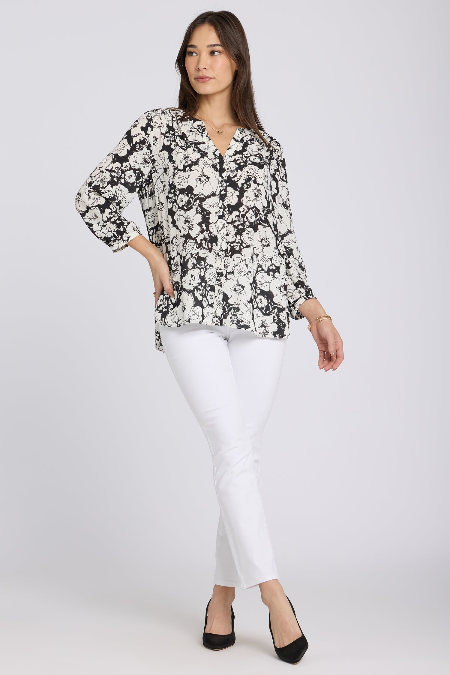 NYDJ Pintuck Blouse  - Poignant Poppies