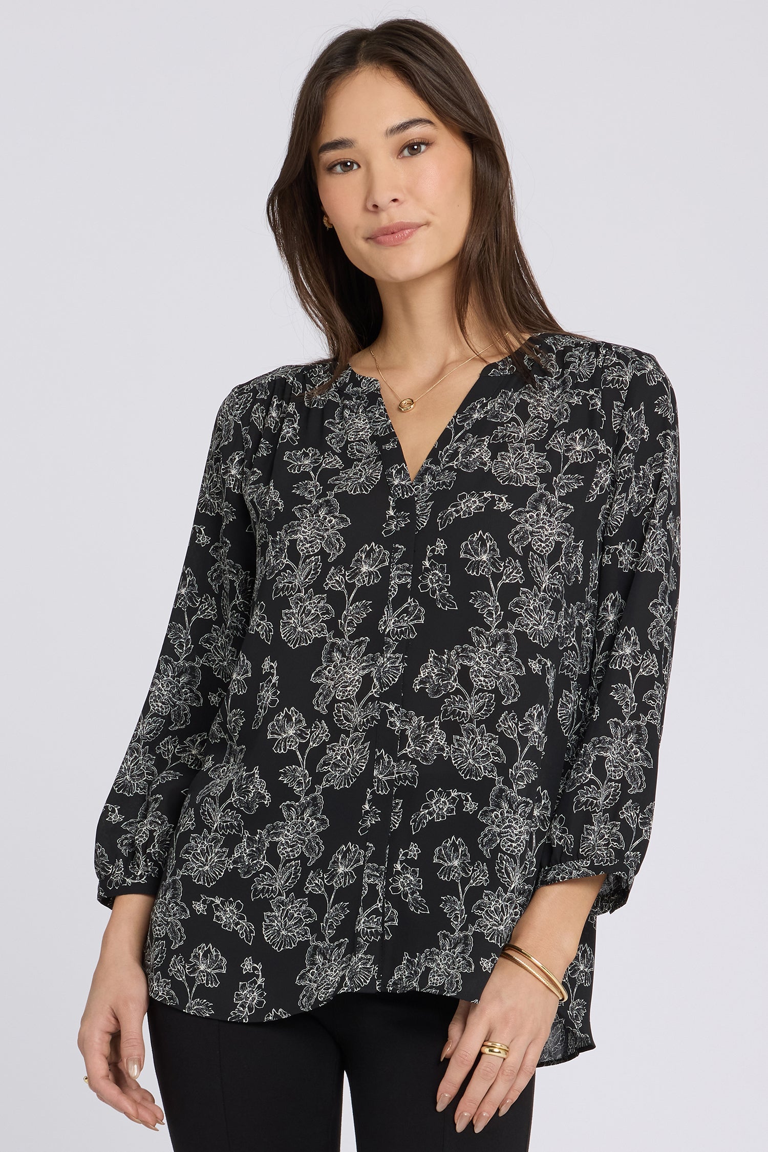 NYDJ Pintuck Blouse  - Floralesque
