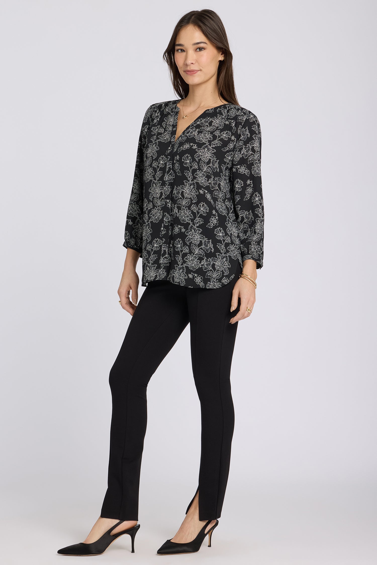 NYDJ Pintuck Blouse  - Floralesque