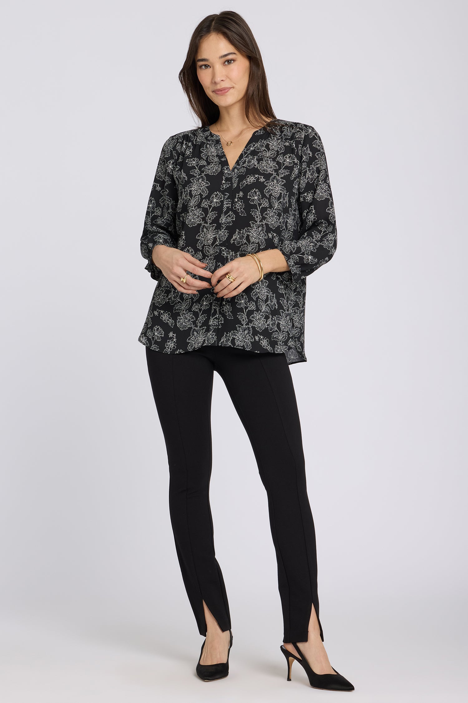 NYDJ Pintuck Blouse  - Floralesque