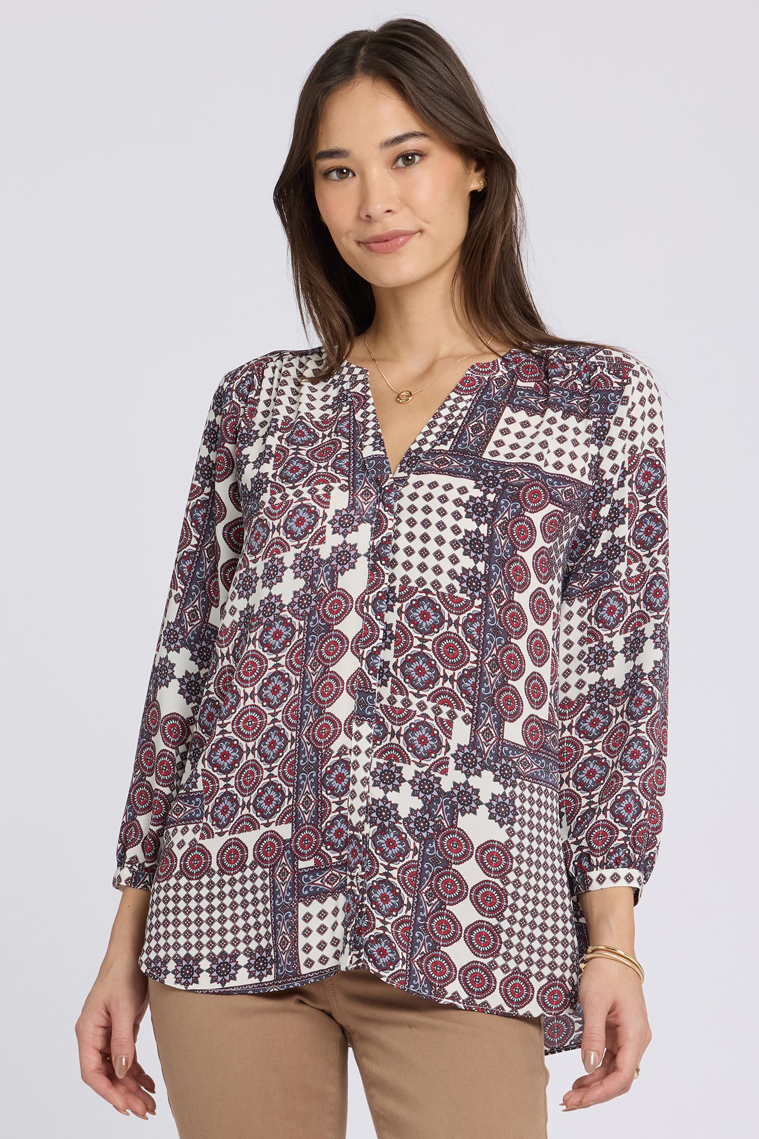 NYDJ Pintuck Blouse  - Vintage Patchwork