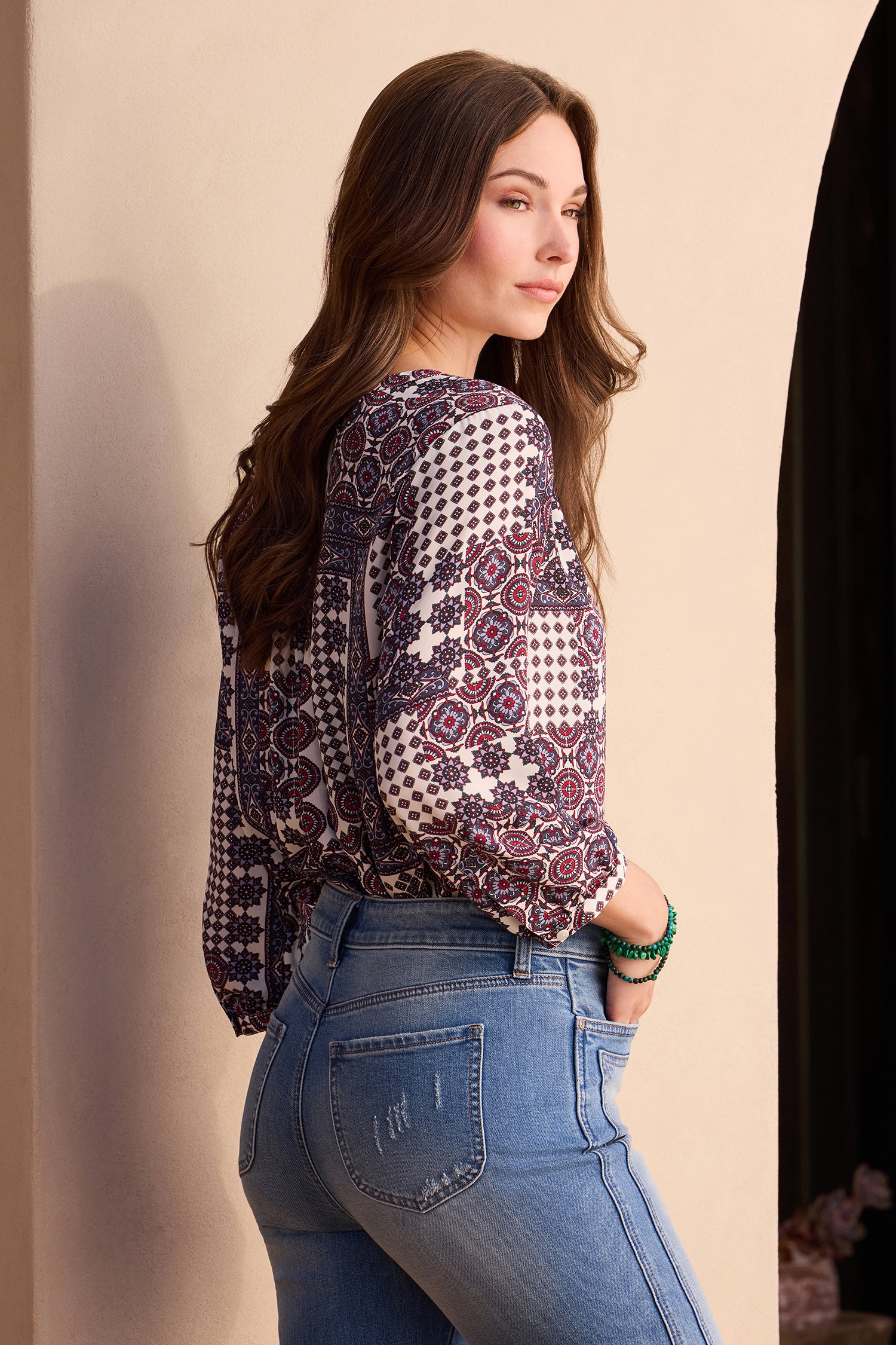 NYDJ Pintuck Blouse  - Vintage Patchwork
