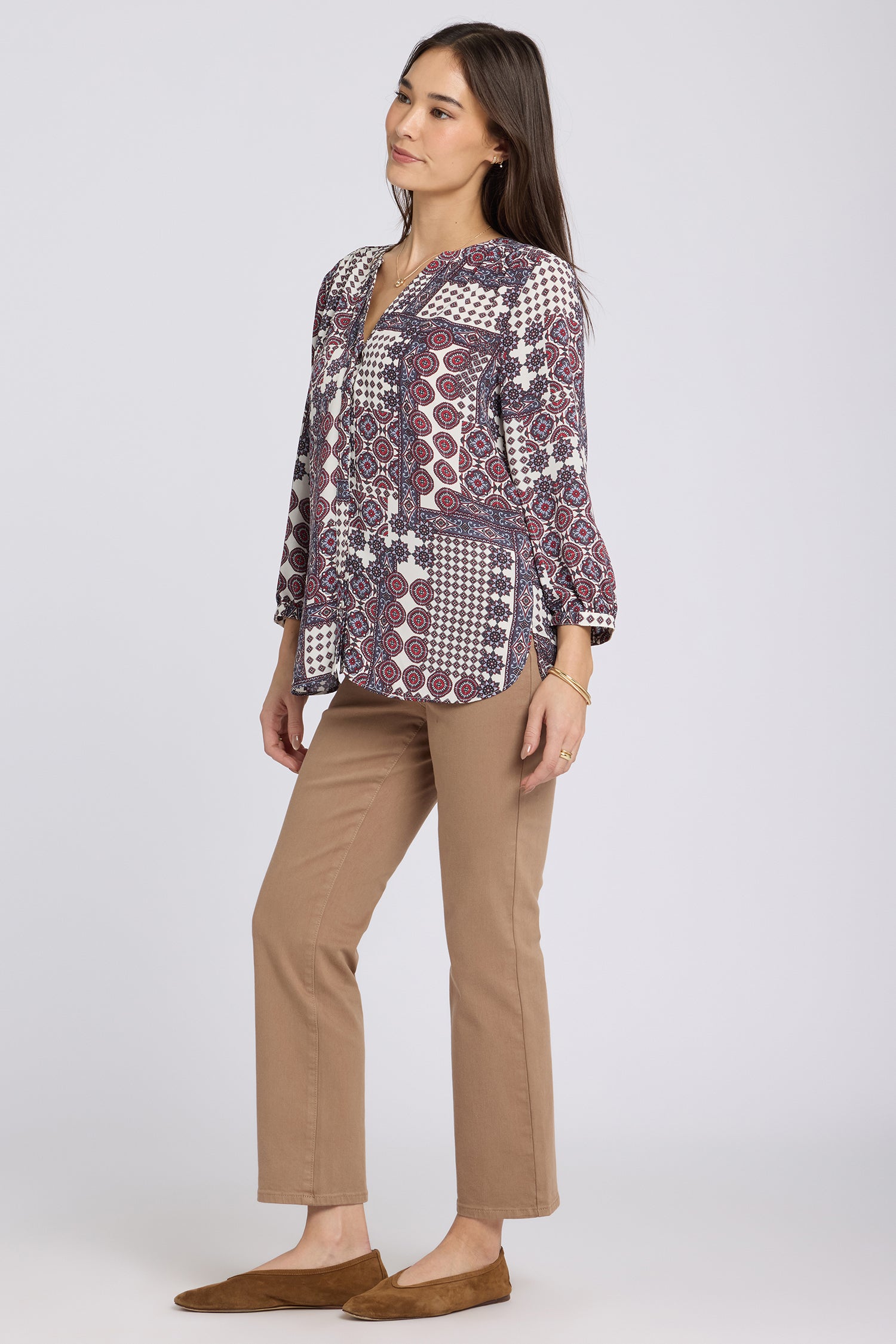 NYDJ Pintuck Blouse  - Vintage Patchwork