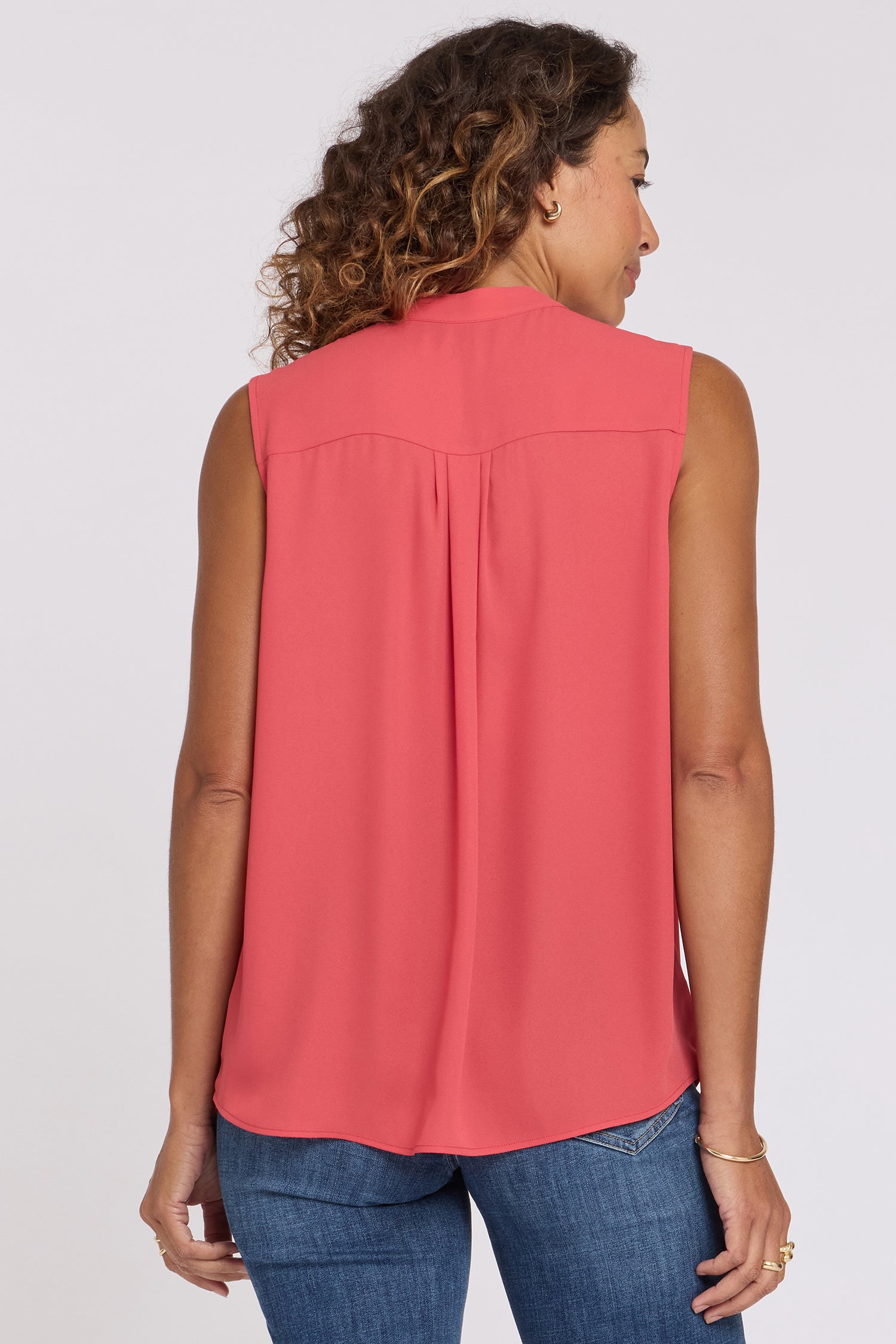 NYDJ Sleeveless Tie-Neck Blouse  - Chrysanthemum