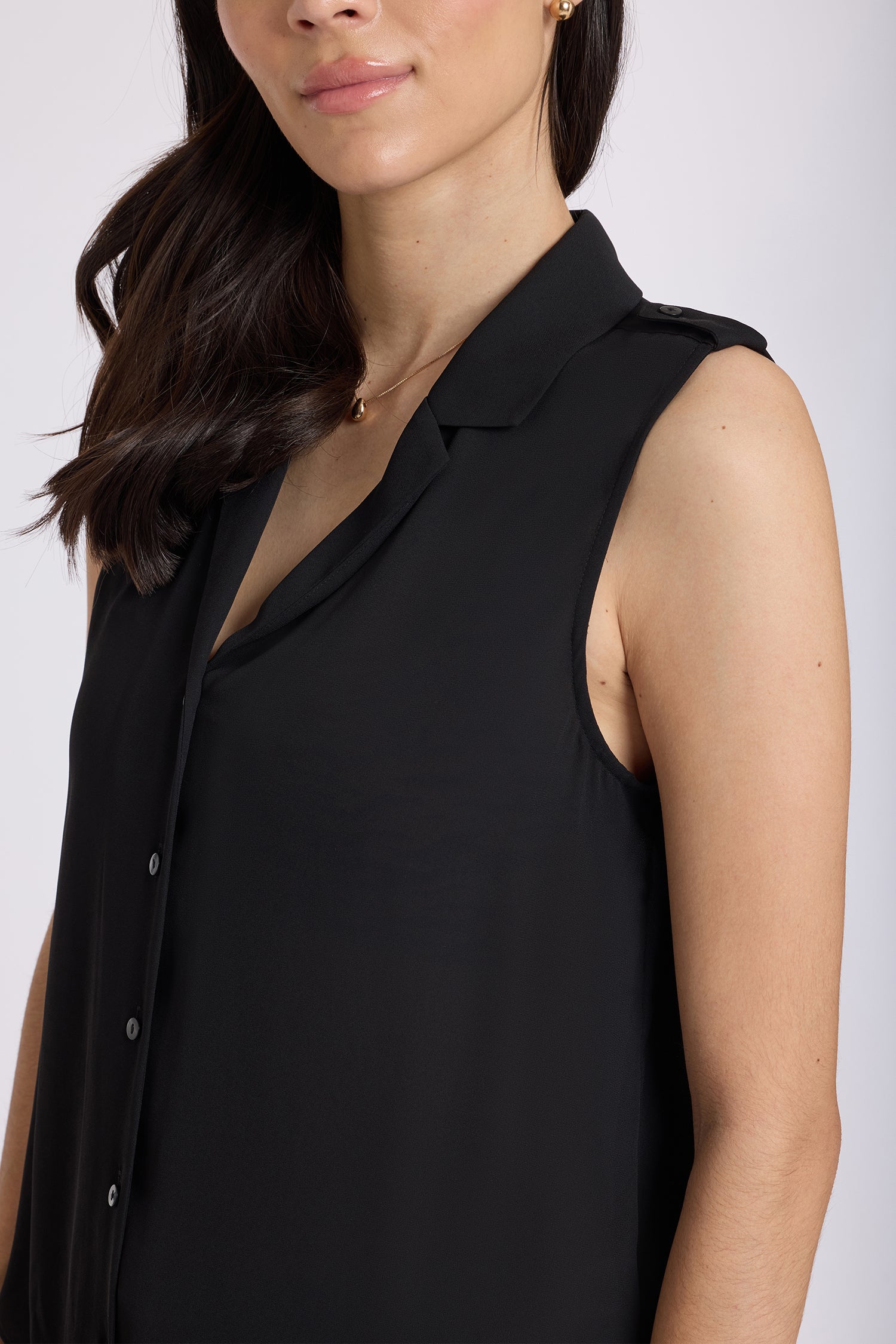 NYDJ Gabrielle Sleeveless Blouse  - Black
