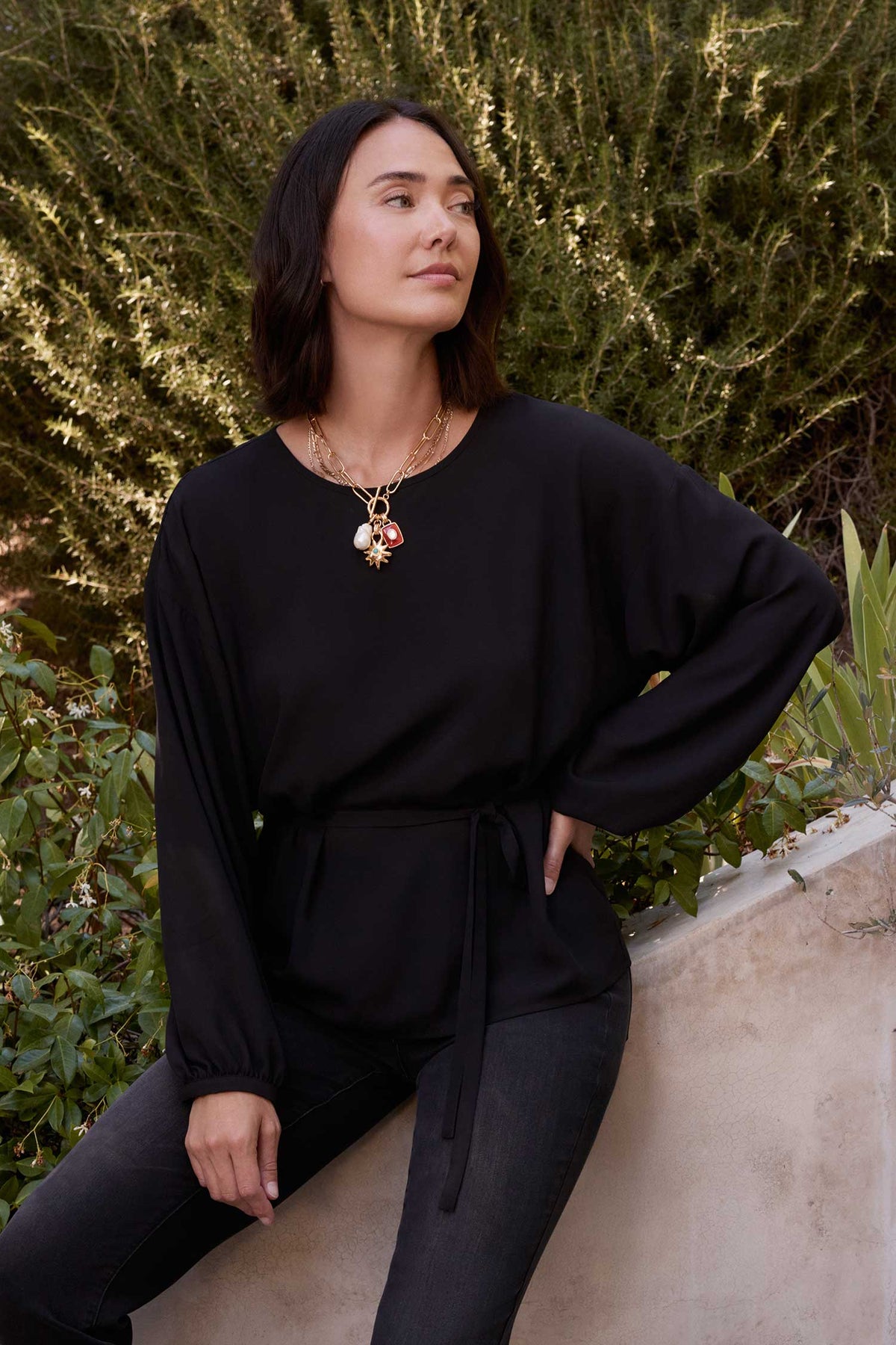 NYDJ Chelsea Blouse  - Black