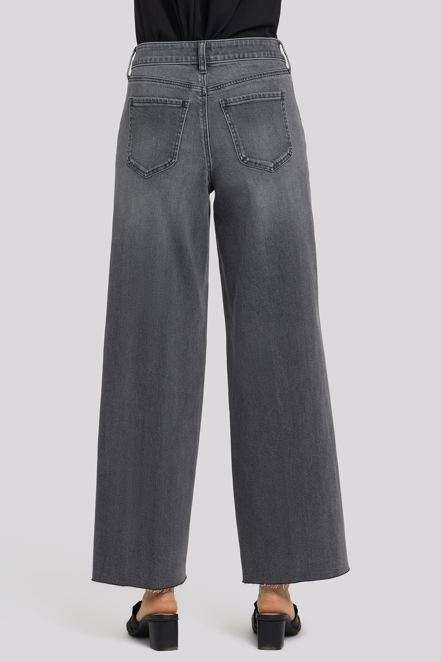NYDJ Simone Wide Leg Jeans With High Rise, Utility Detail And Raw Hems - Dusty Ash