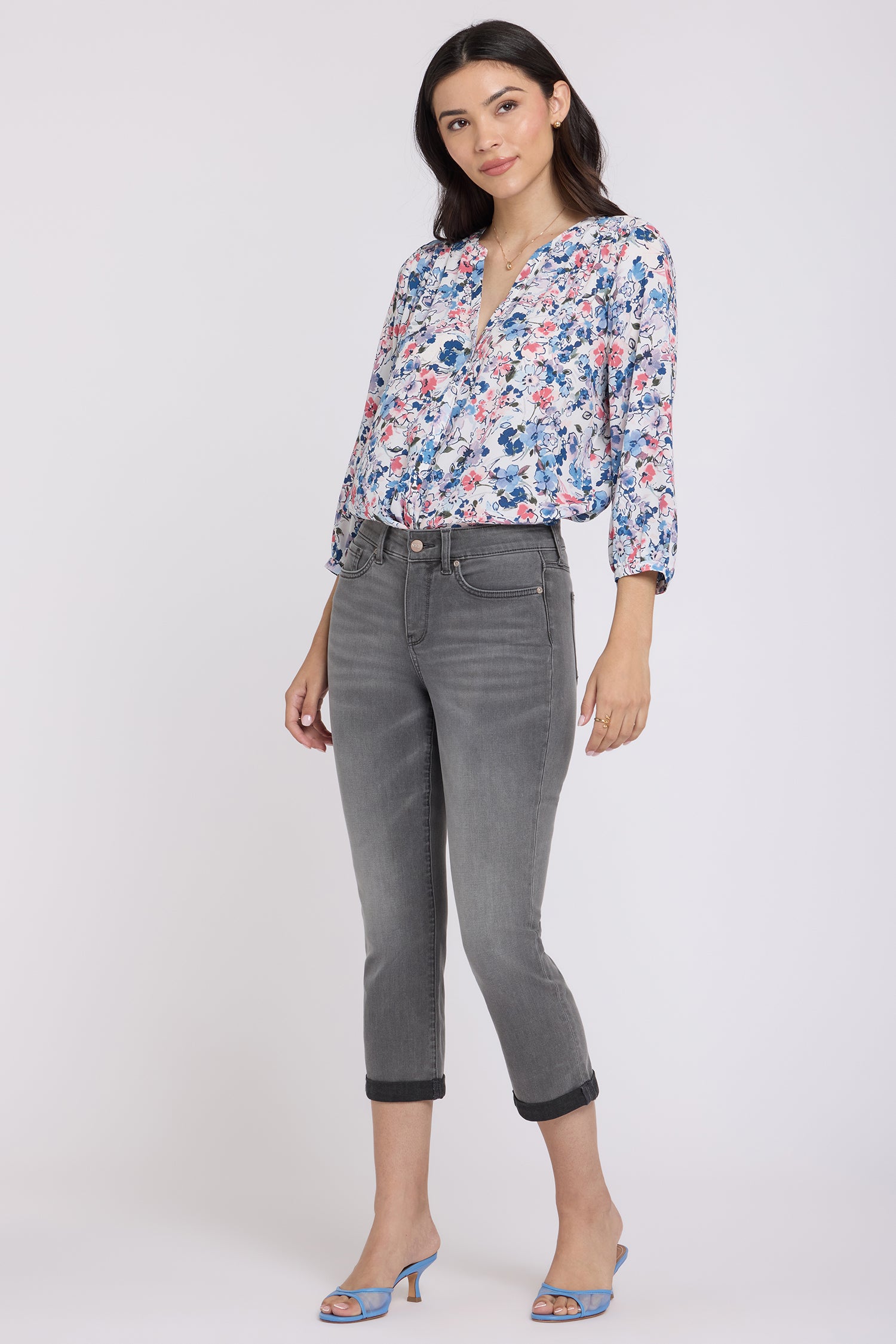 NYDJ Chloe Skinny Capri Jeans With Roll Cuffs - Dusty Ash