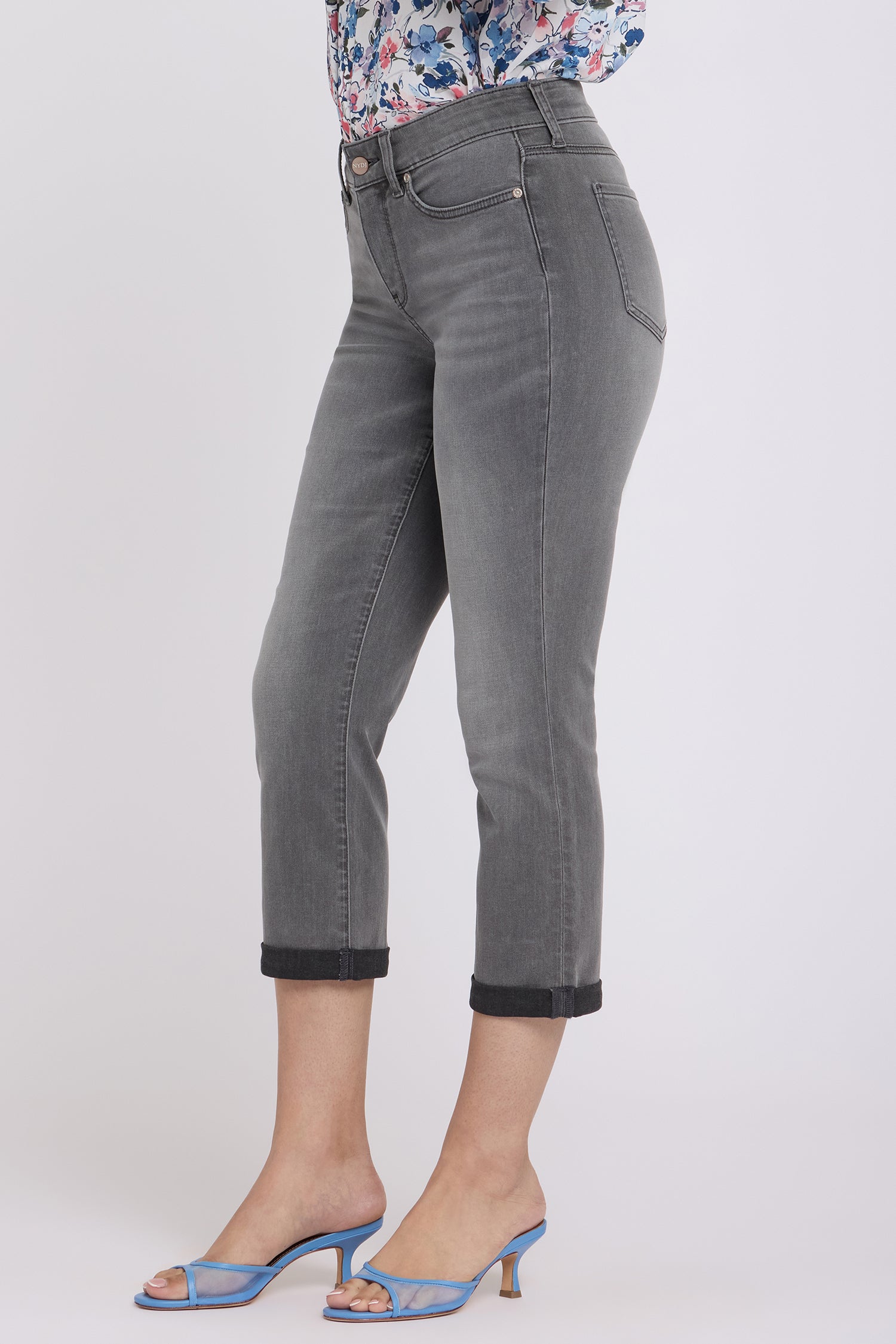 NYDJ Chloe Skinny Capri Jeans With Roll Cuffs - Dusty Ash