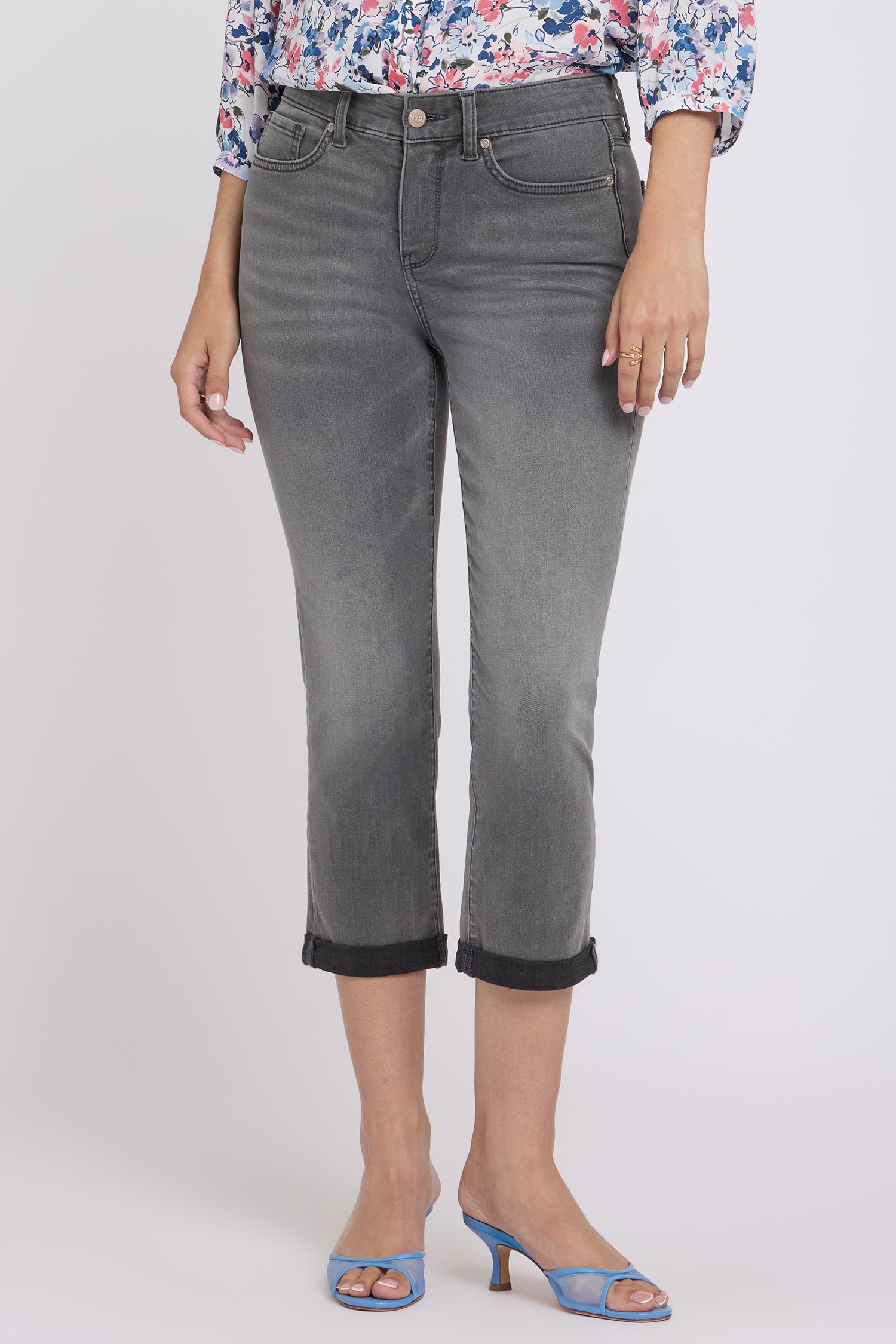 NYDJ Chloe Skinny Capri Jeans With Roll Cuffs - Dusty Ash