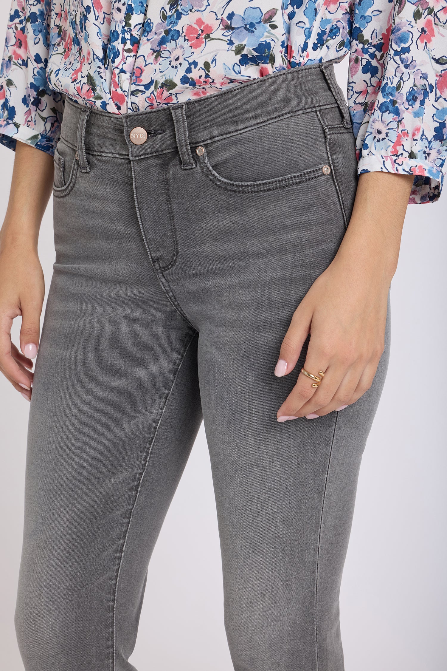 NYDJ Chloe Skinny Capri Jeans With Roll Cuffs - Dusty Ash