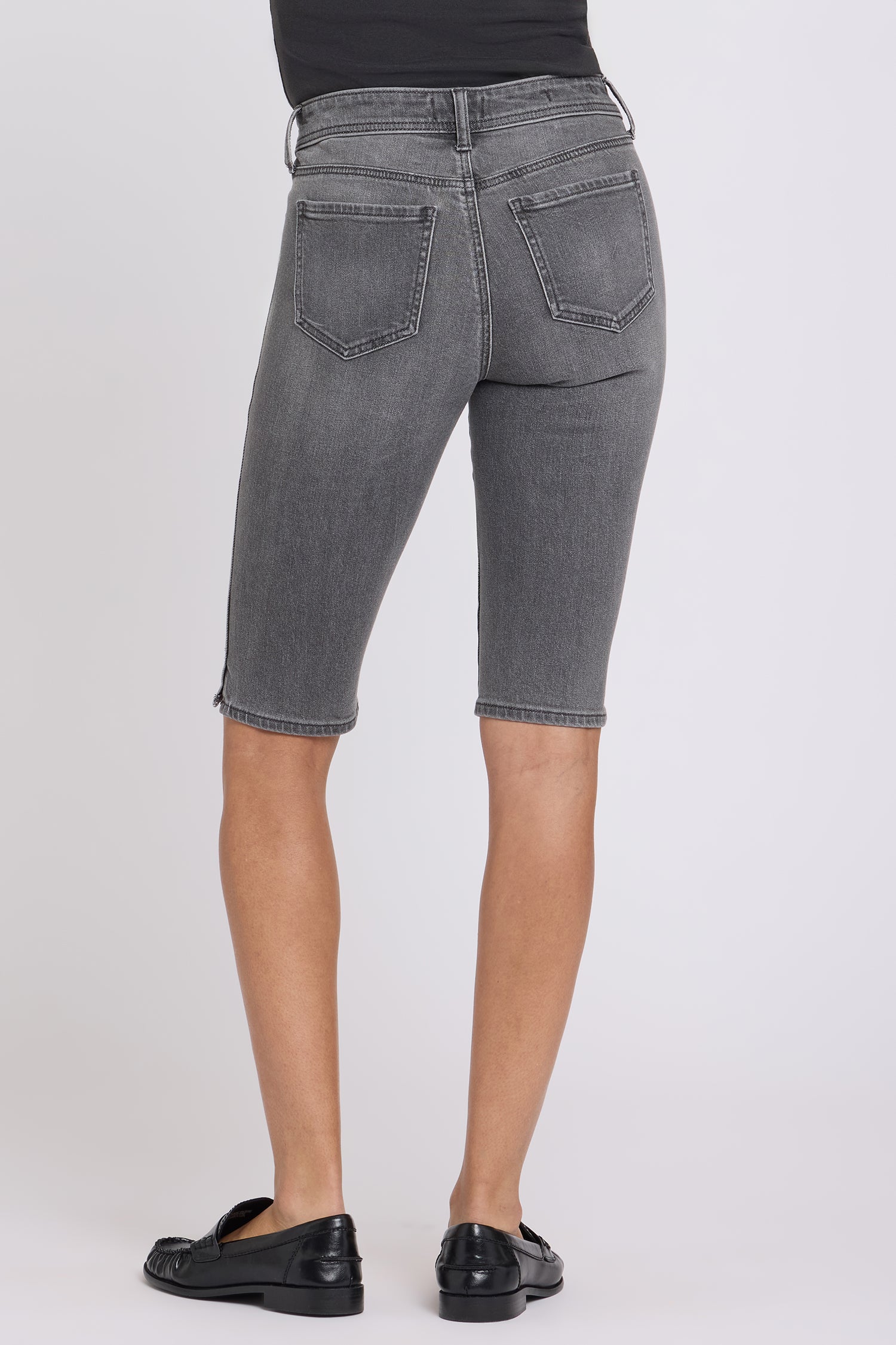 NYDJ Sophie Bike Capri Jeans With Outseam Stitching And Side Slits - Dusty Ash