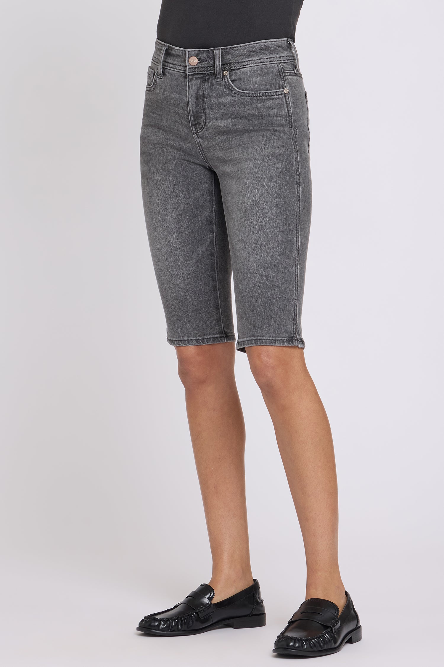 NYDJ Sophie Bike Capri Jeans With Outseam Stitching And Side Slits - Dusty Ash
