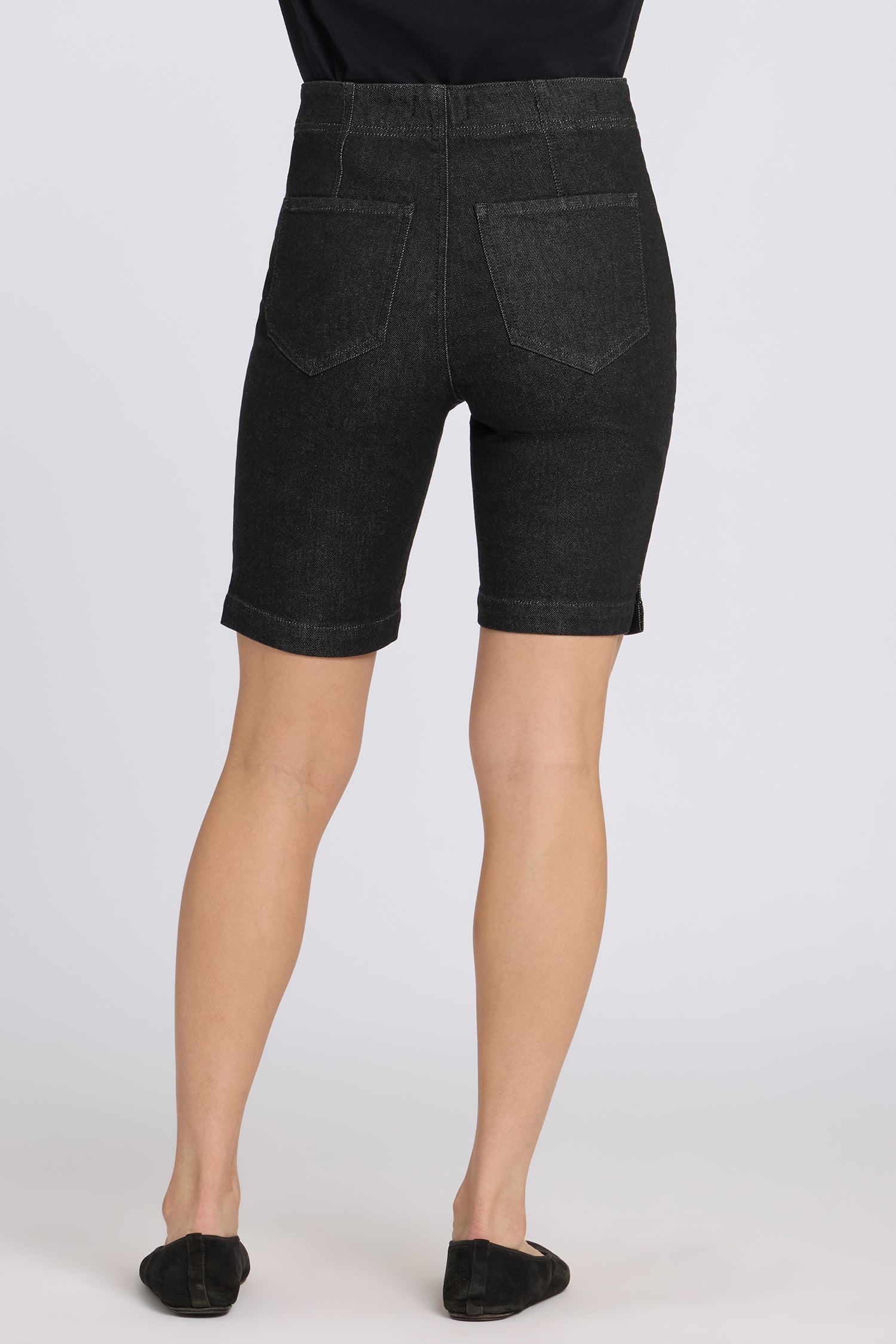 NYDJ Ella Denim Shorts With High Rise And Button Welt Pockets - Black Rinse