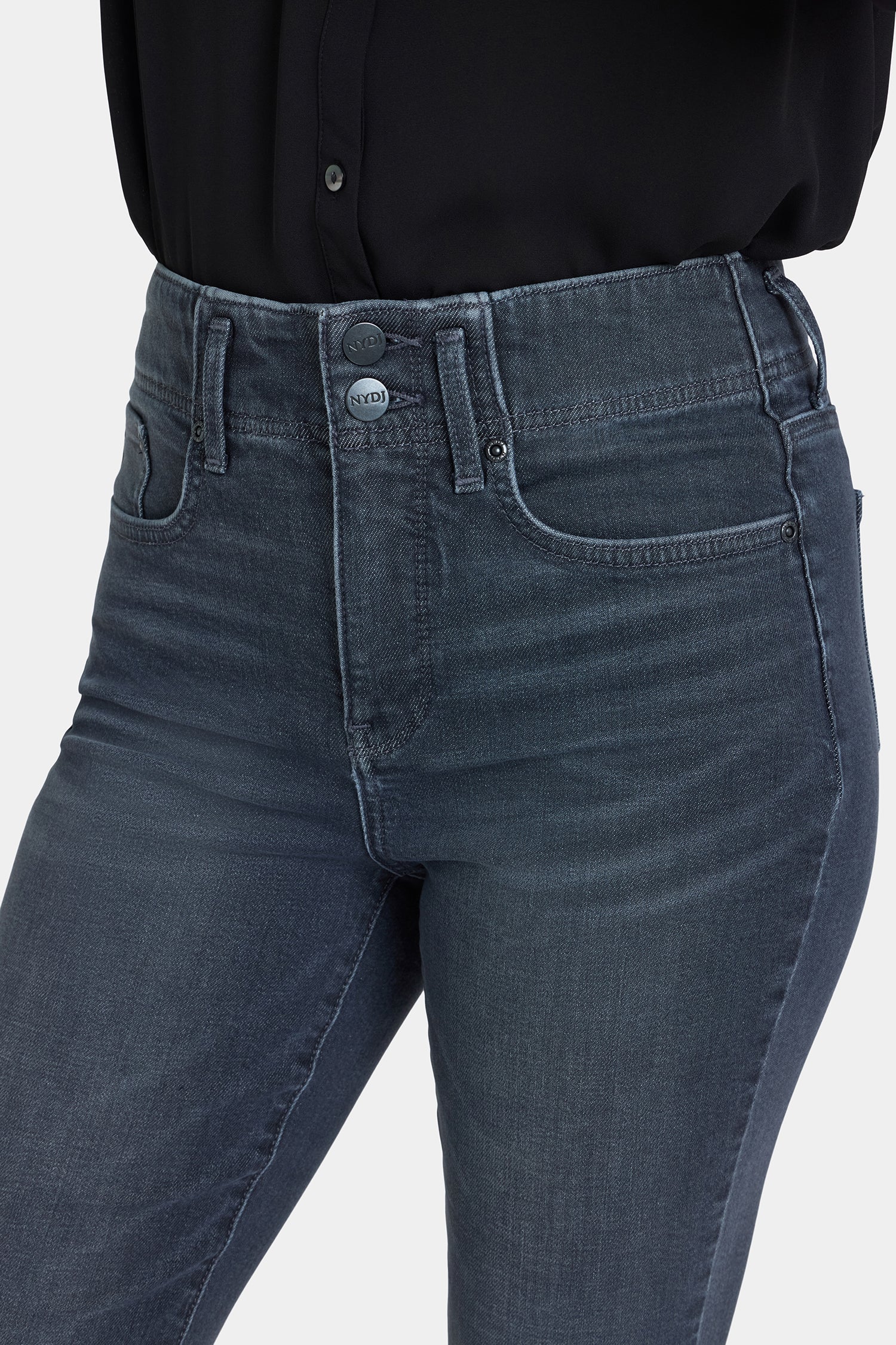 NYDJ Barbara Bootcut Jeans With High Rise And Double-Button Waistband - Graphite Hill