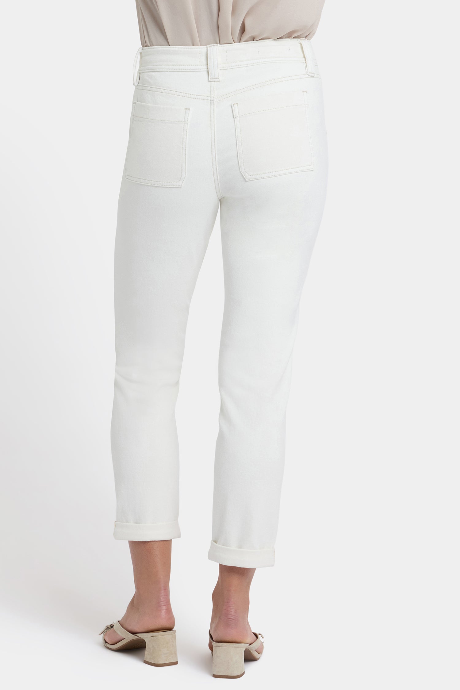 NYDJ Margot Girlfriend Jeans With Utility Pockets And Roll Cuffs - Vintage White