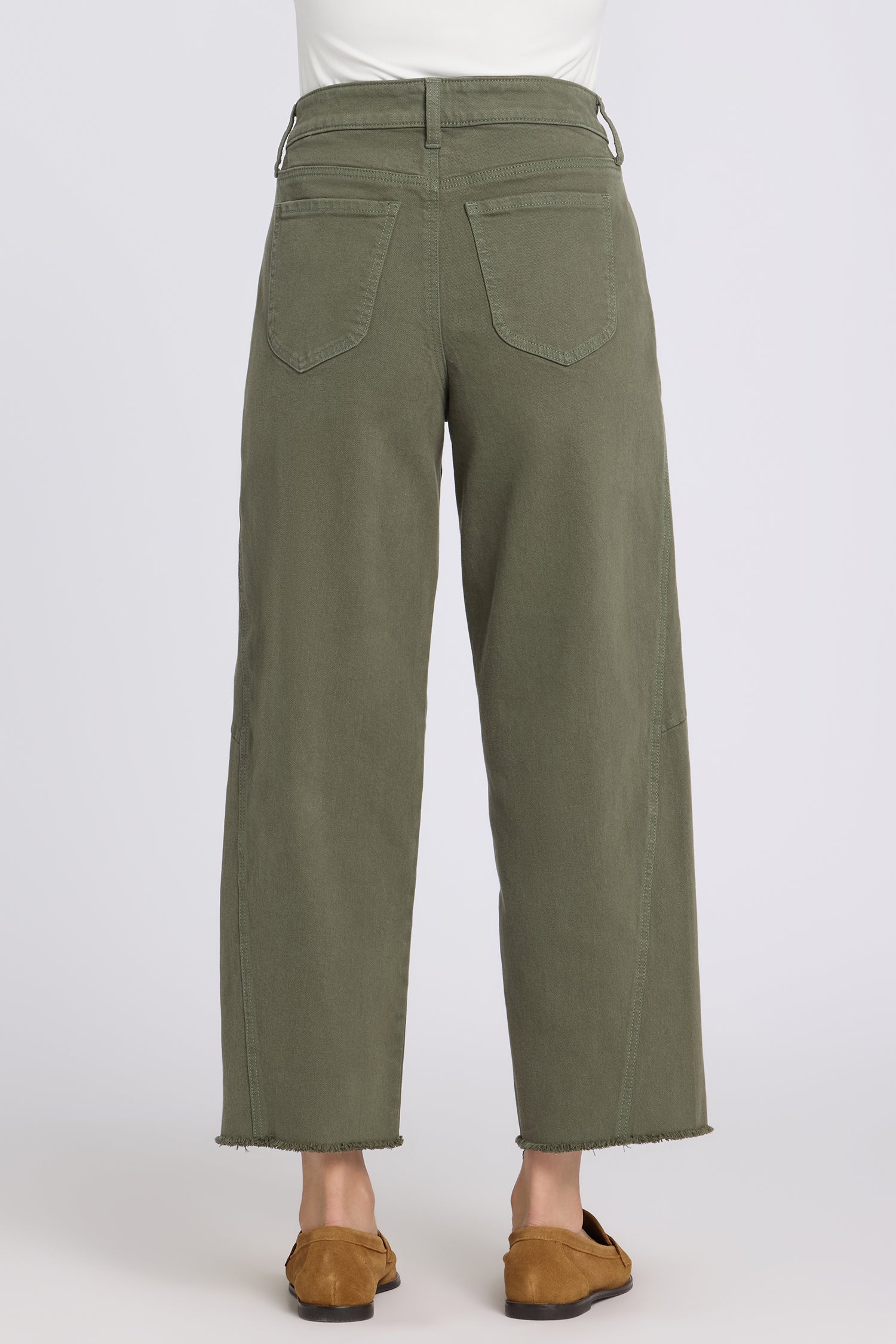 NYDJ Alyssa Relaxed Crop Jeans With Side Panels And Frayed Hems - Desert Green