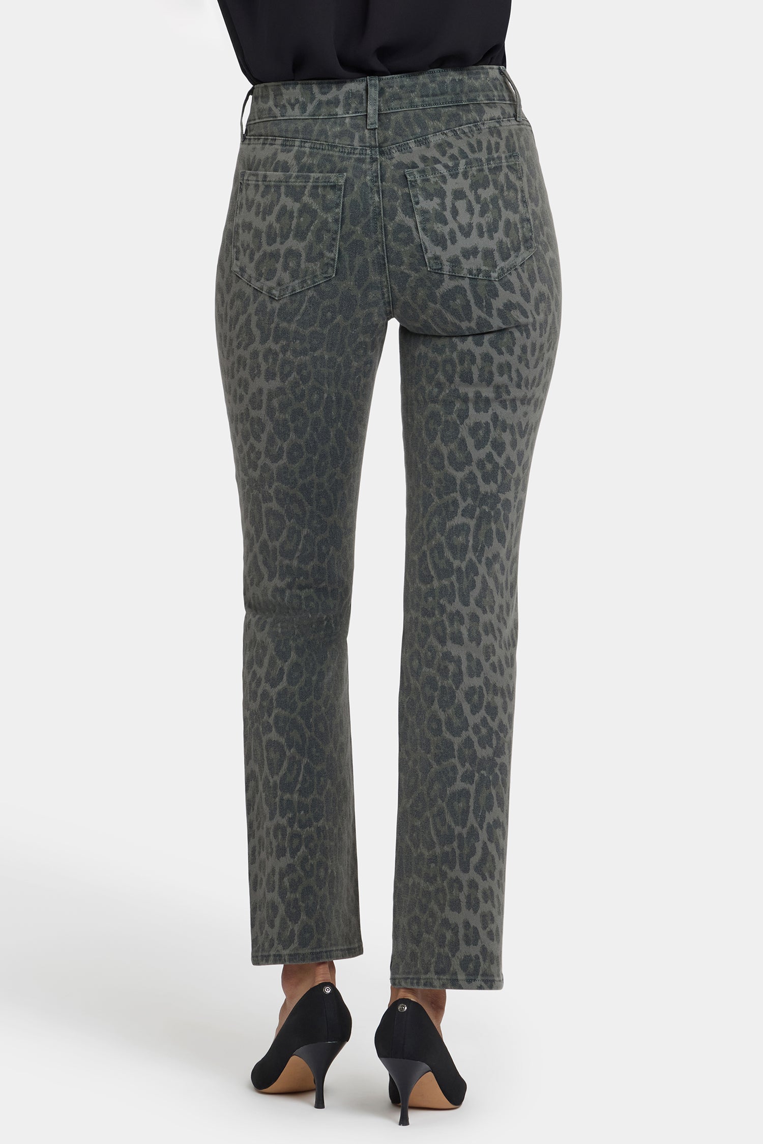 NYDJ Marilyn Straight Jeans With High Rise And 31" Inseam - Vine Leaf Leopard