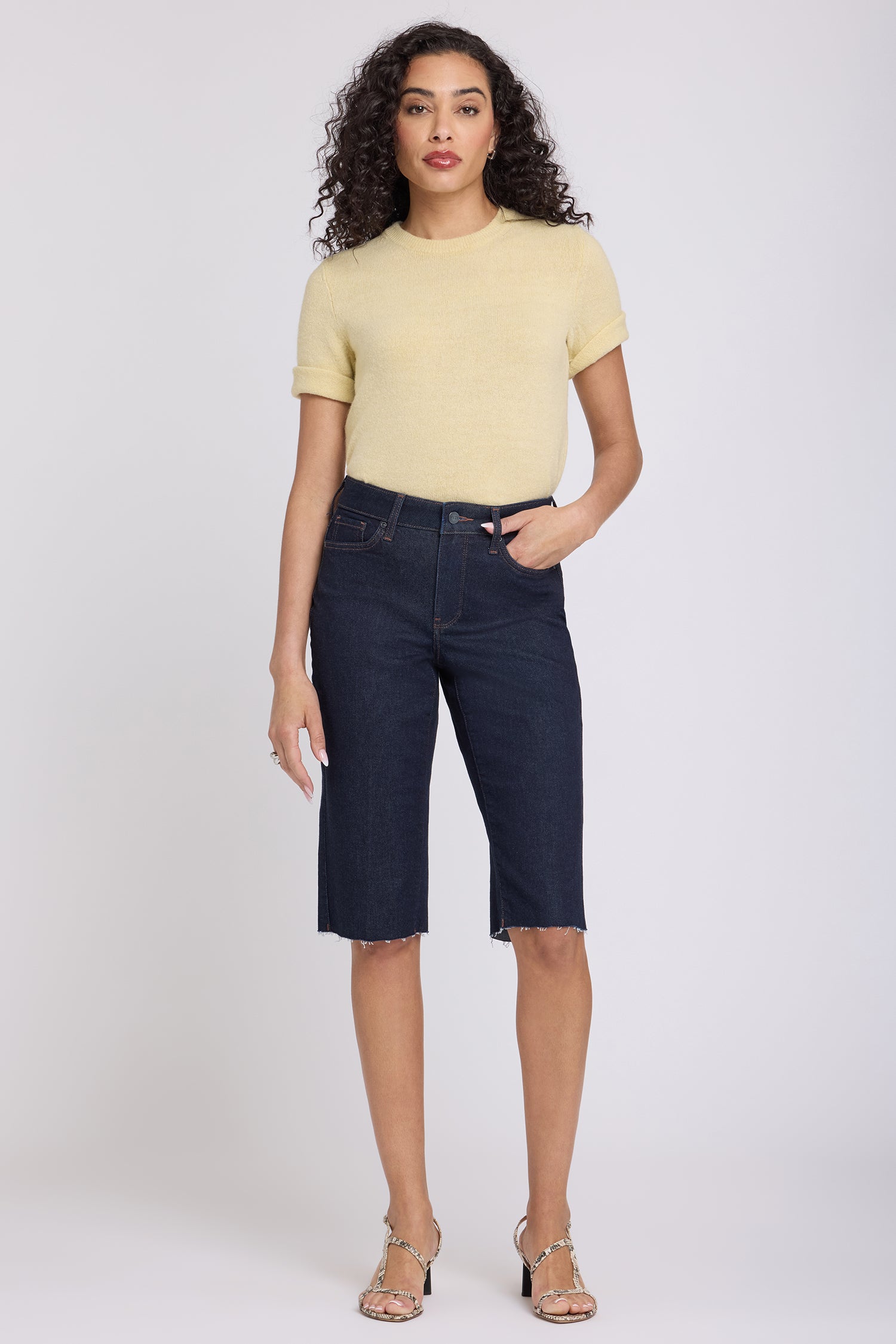 NYDJ Kristie '80s Bermuda Denim Shorts With Pressed Creases And Raw Hems - Magical