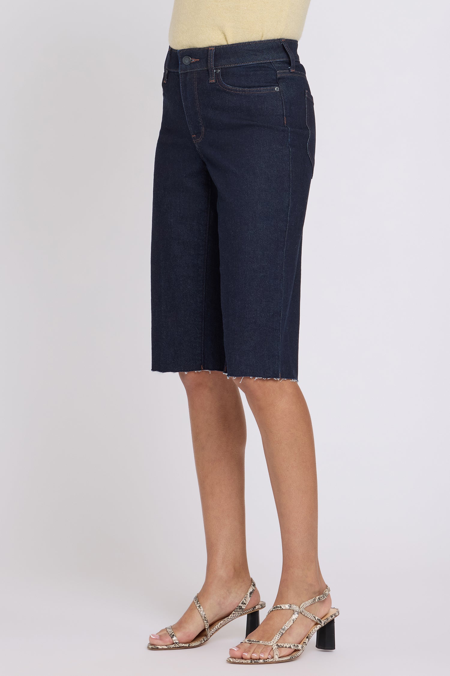 NYDJ Kristie '80s Bermuda Denim Shorts With Pressed Creases And Raw Hems - Magical