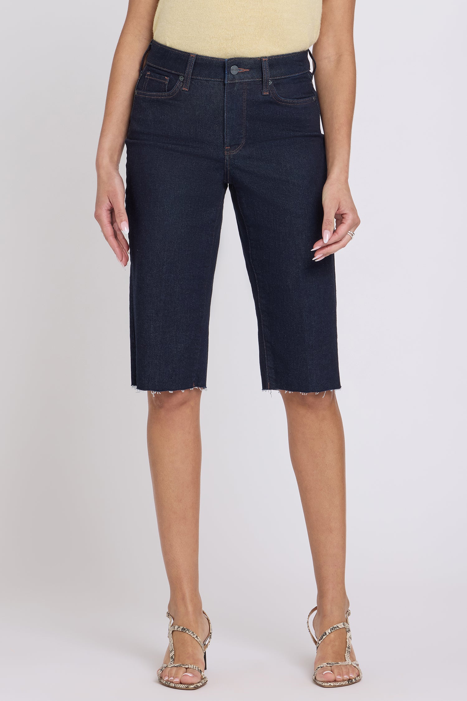 NYDJ Kristie '80s Bermuda Denim Shorts With Pressed Creases And Raw Hems - Magical