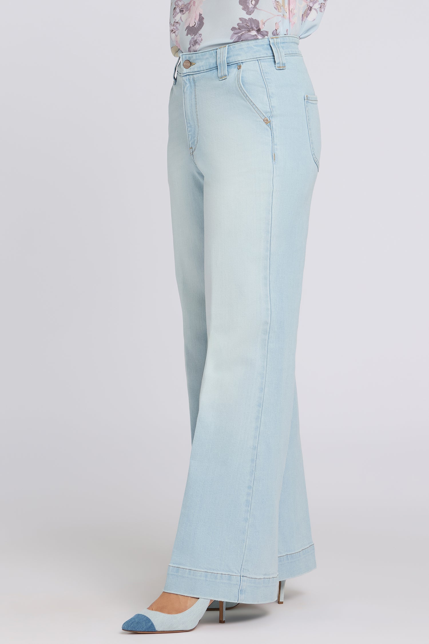 NYDJ Mia Palazzo Jeans With High Rise And Wide Belt Loops - Sky Valley