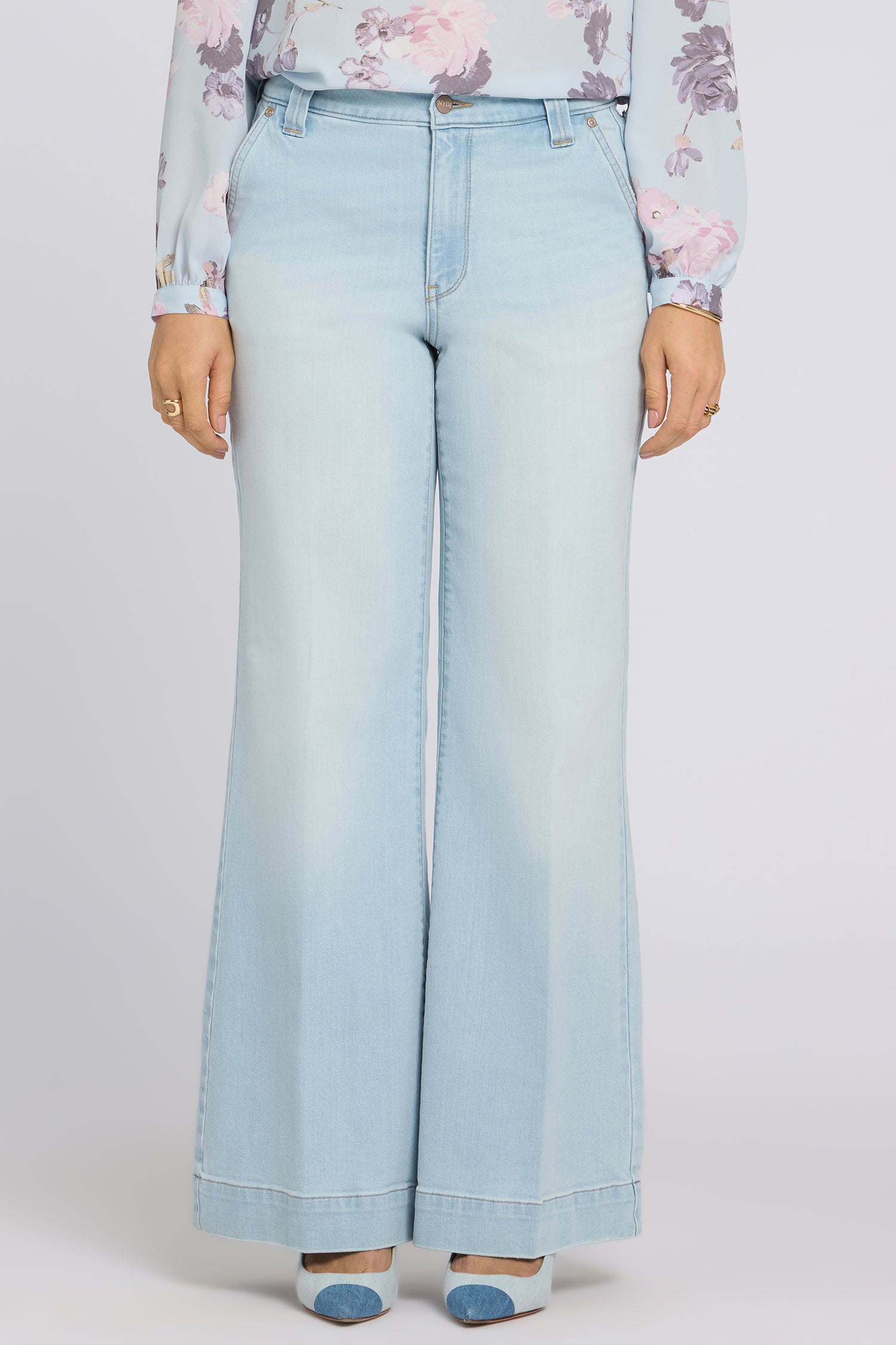 NYDJ Mia Palazzo Jeans With High Rise And Wide Belt Loops - Sky Valley