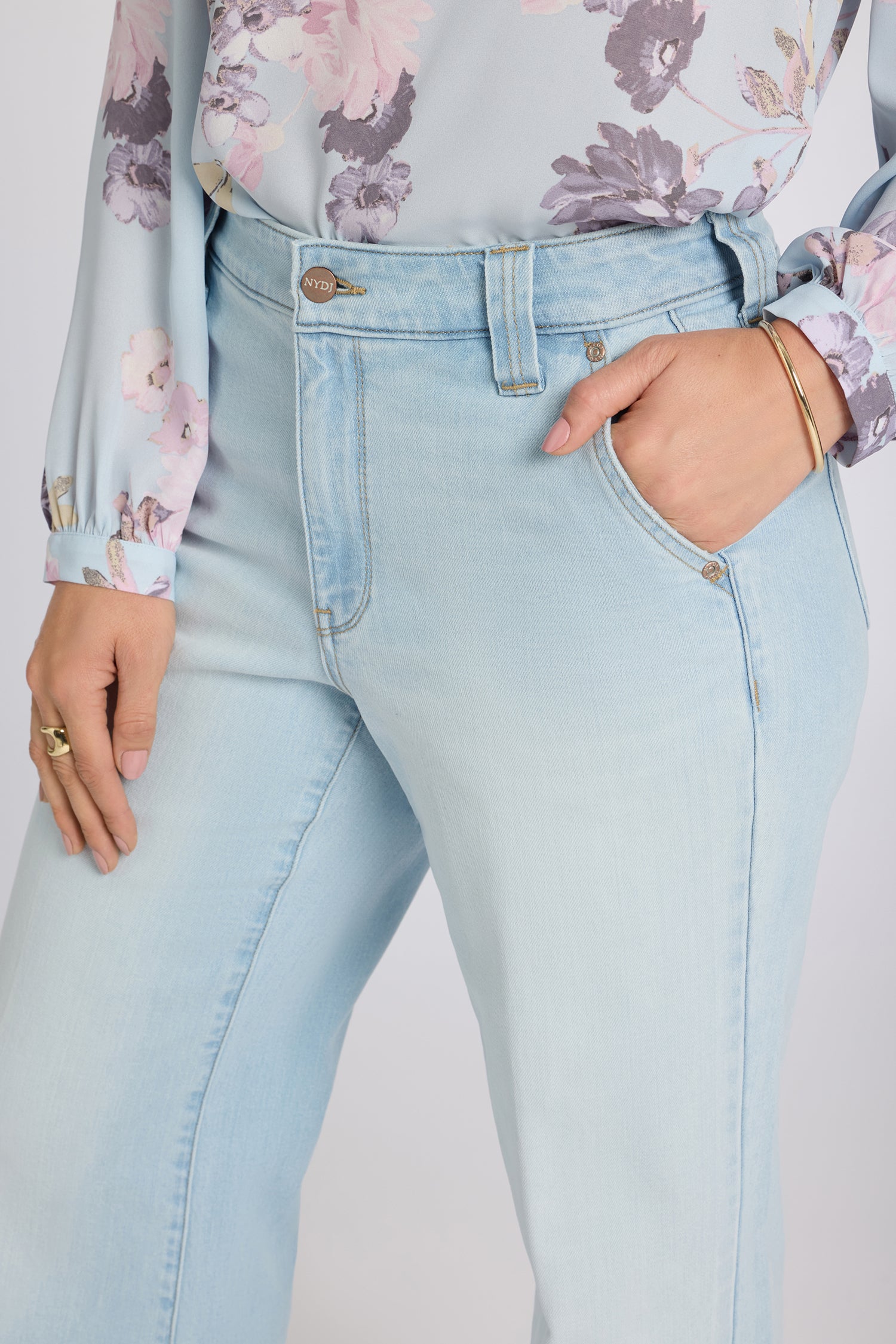 NYDJ Mia Palazzo Jeans With High Rise And Wide Belt Loops - Sky Valley