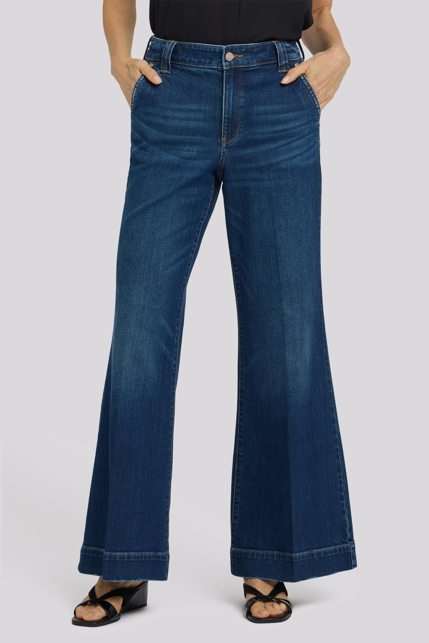 NYDJ Mia Palazzo Jeans With High Rise And Wide Belt Loops - Sunset Villa