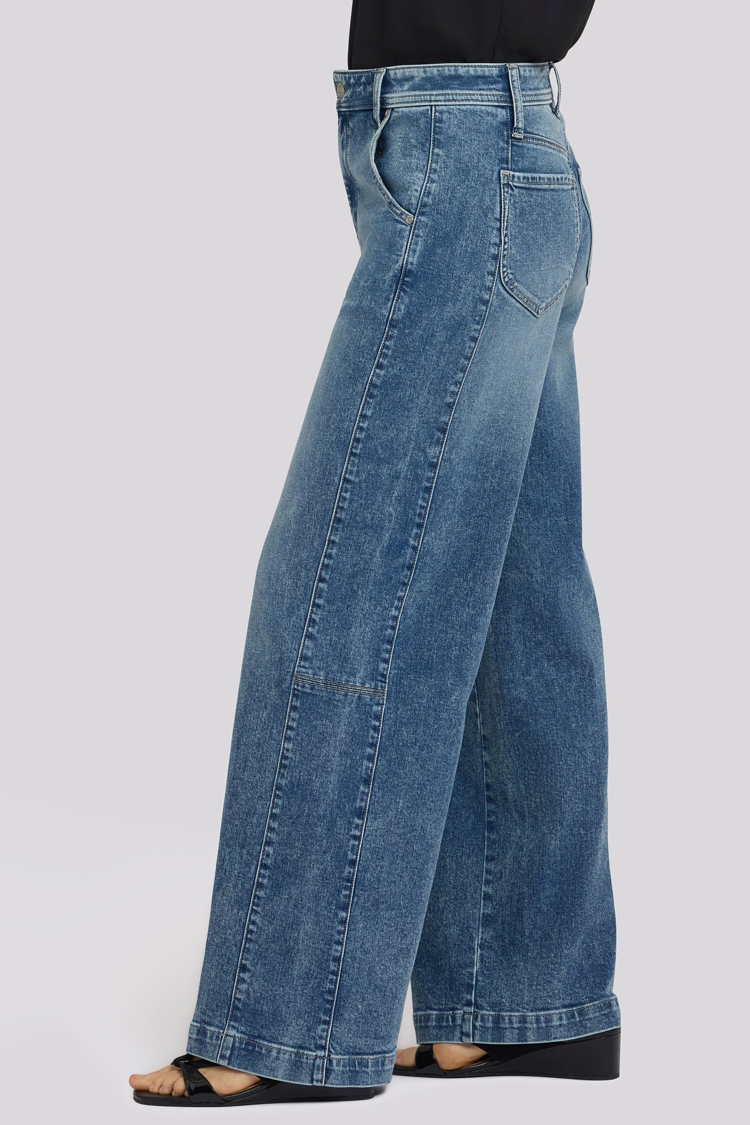 NYDJ Gracie Wide Leg Jeans With Super High Rise And Paneled Seam Detail - Secret Hollow