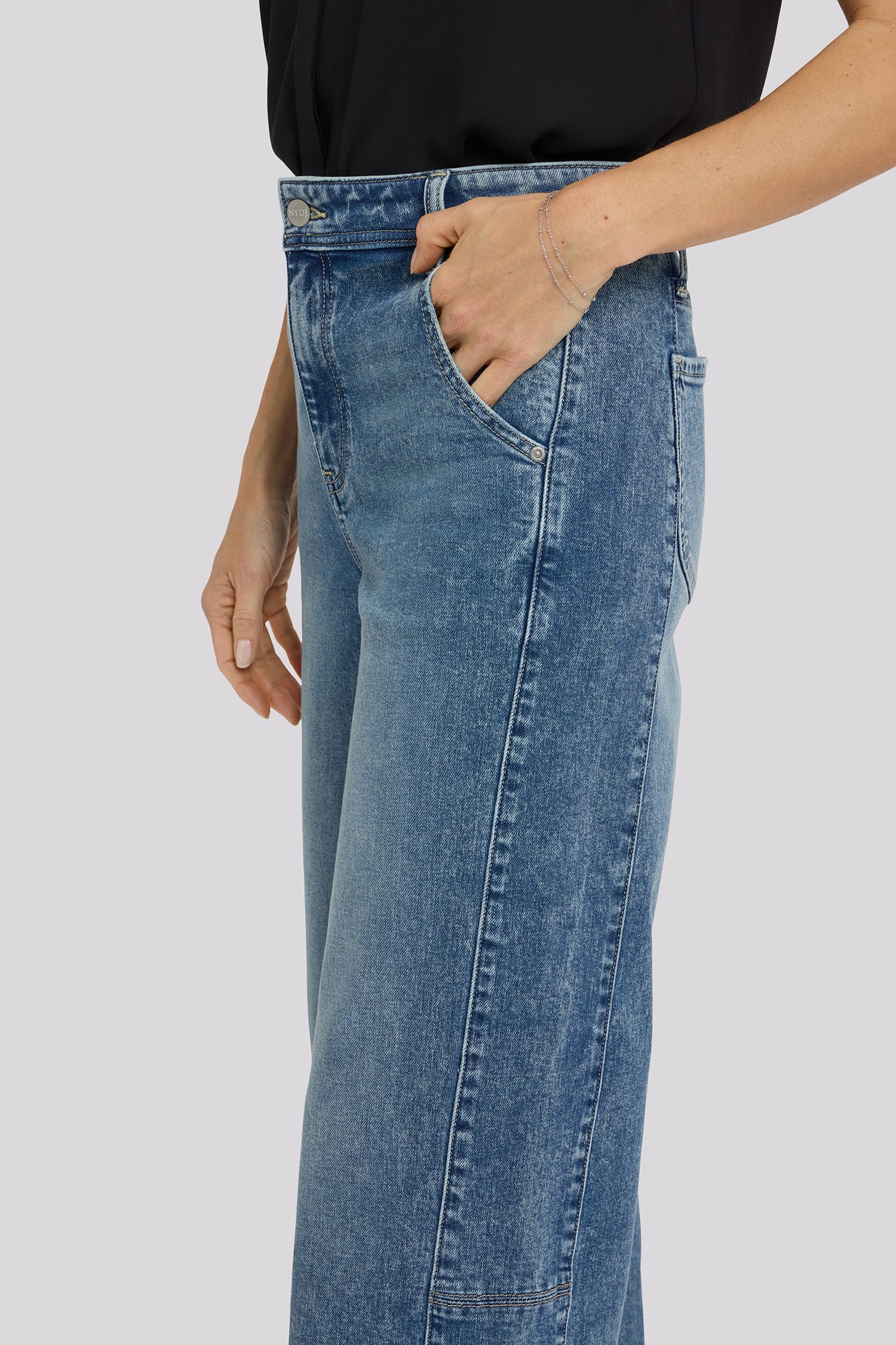 NYDJ Gracie Wide Leg Jeans With Super High Rise And Paneled Seam Detail - Secret Hollow