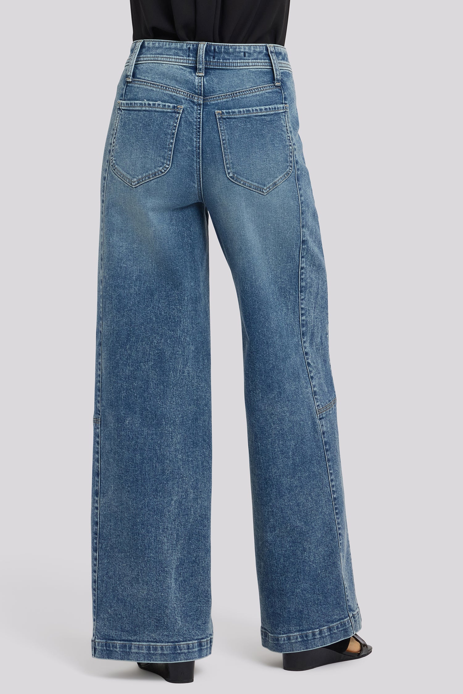 NYDJ Gracie Wide Leg Jeans With Super High Rise And Paneled Seam Detail - Secret Hollow