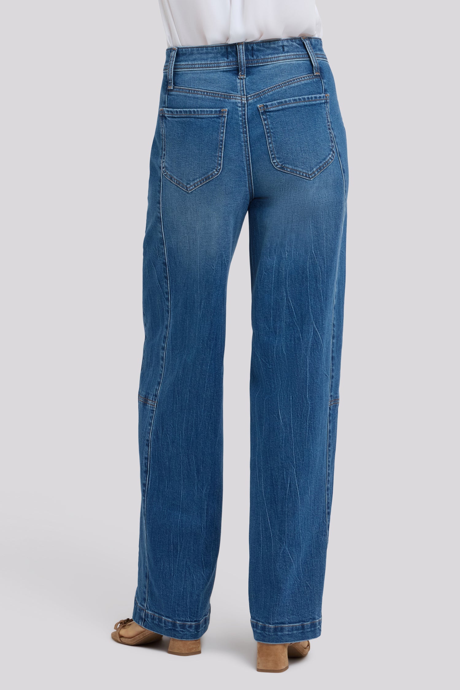 NYDJ Gracie Wide Leg Jeans With Super High Rise And Paneled Seam Detail - Wild River
