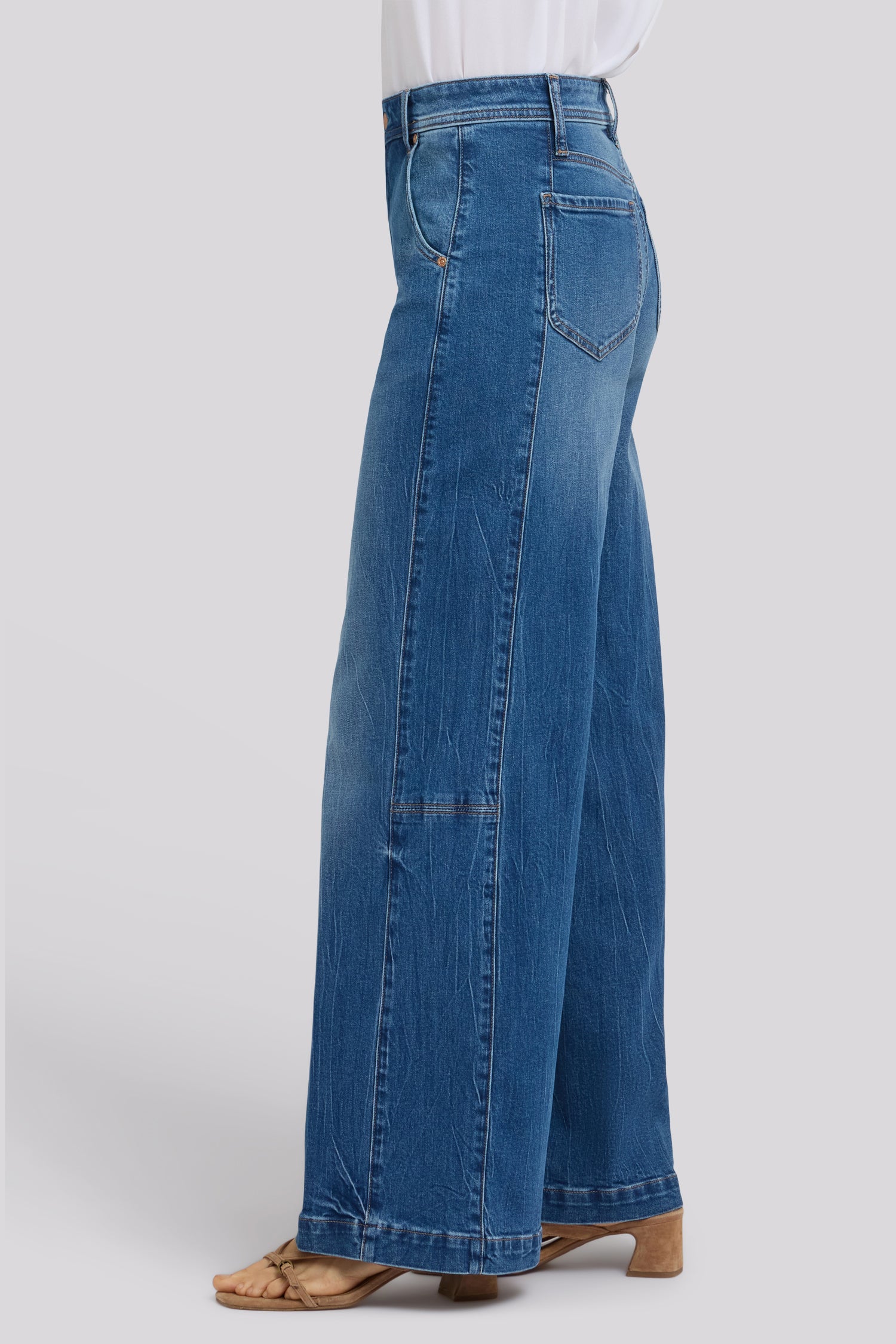 NYDJ Gracie Wide Leg Jeans With Super High Rise And Paneled Seam Detail - Wild River