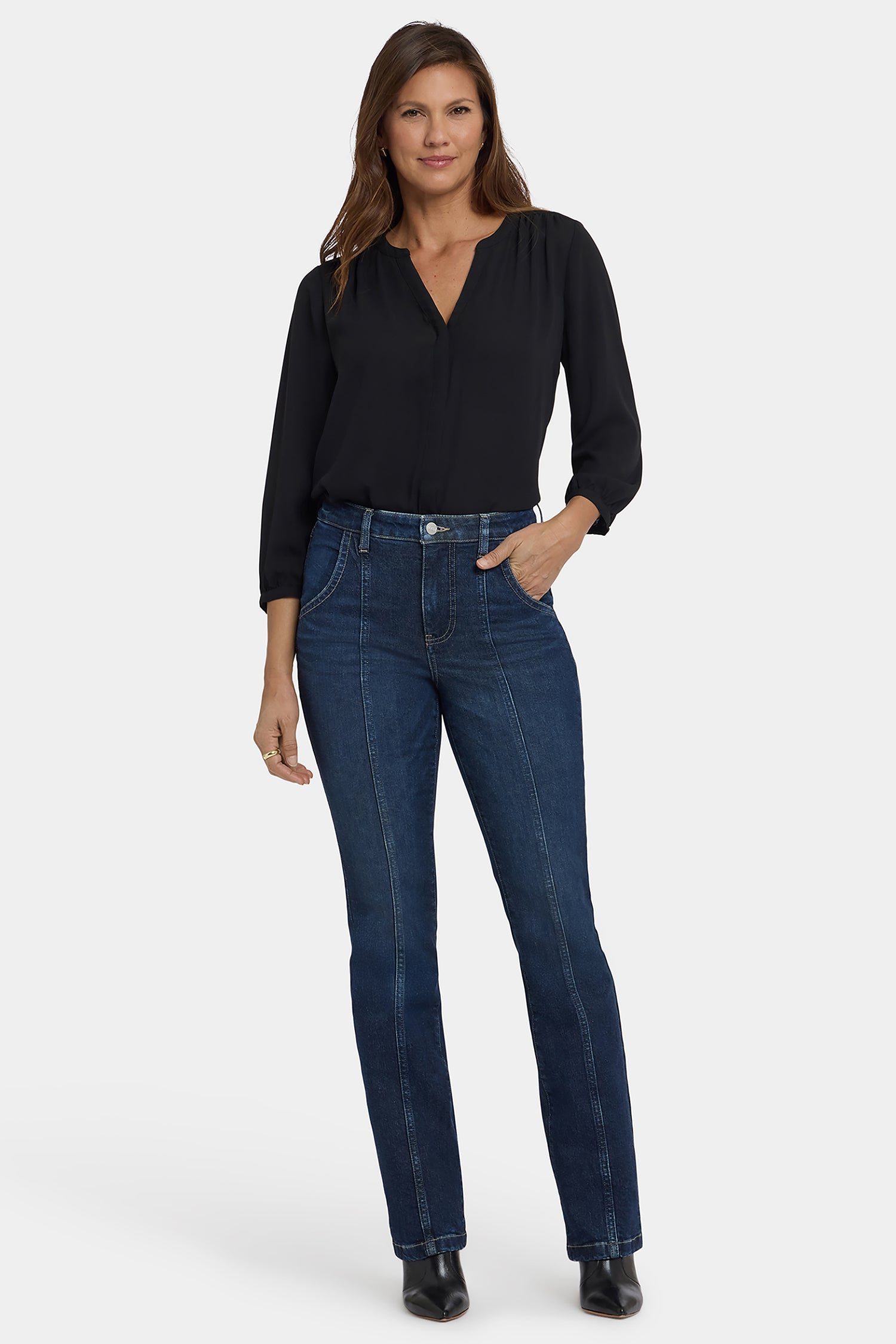 NYDJ Billie Mini Bootcut Jeans With High Rise And Seam Detail - Indigo Seine