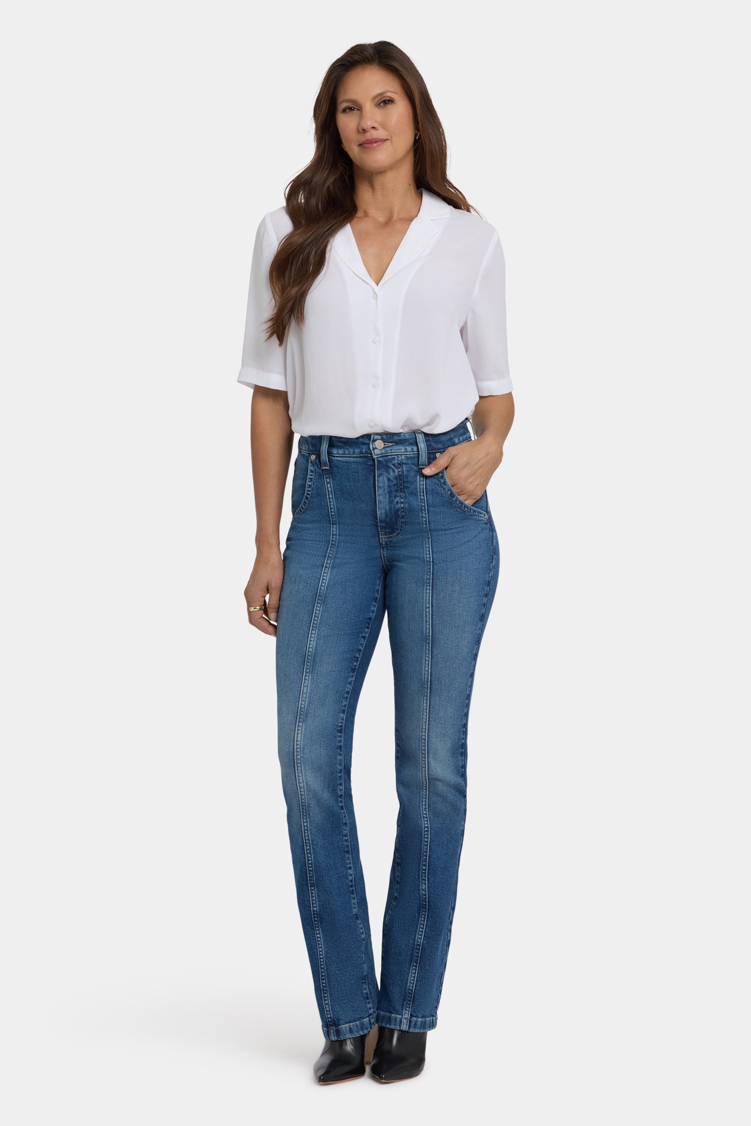 NYDJ Billie Mini Bootcut Jeans With High Rise And Seam Detail - Romantic Indigo