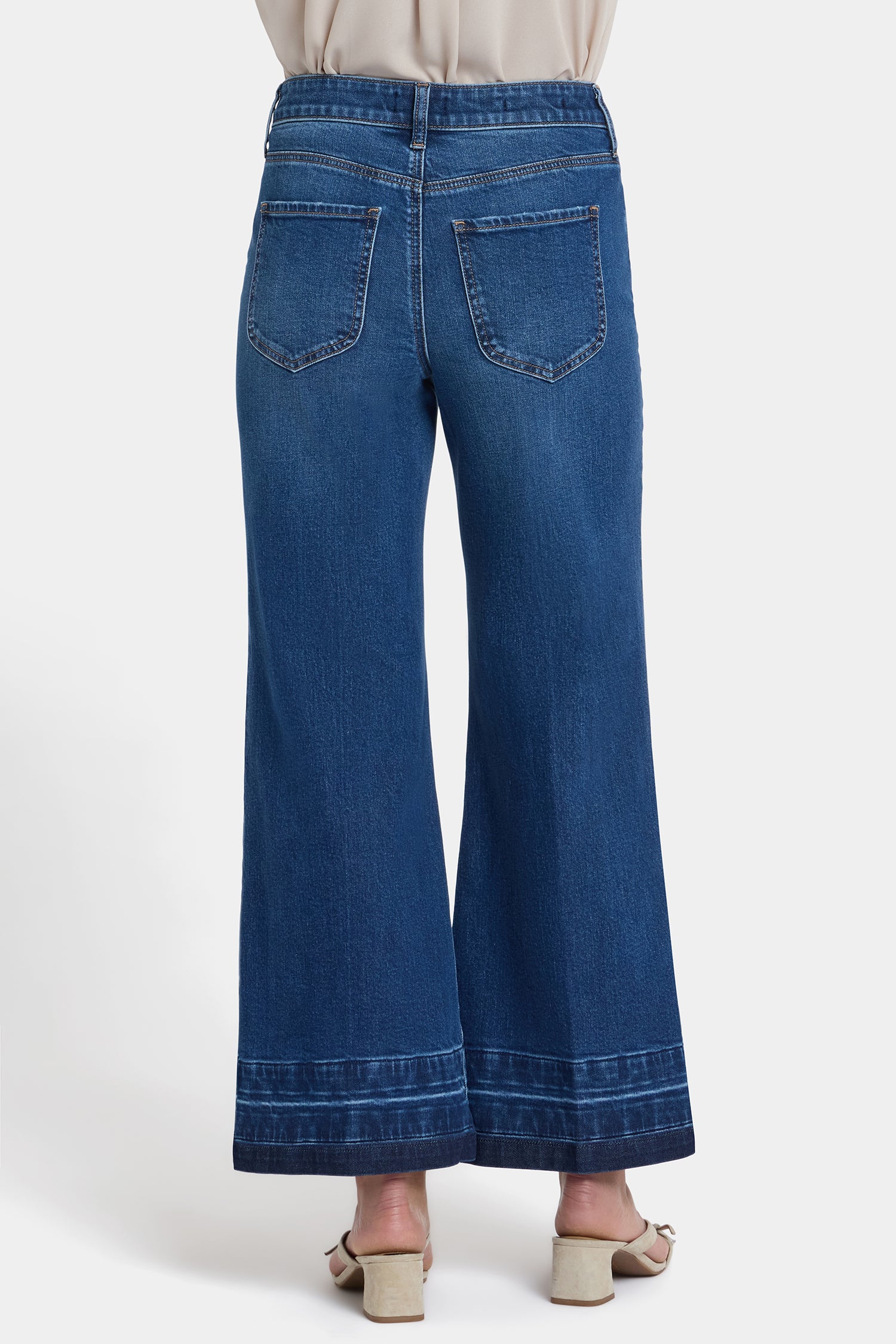 NYDJ Mia Palazzo Ankle Jeans With High Rise And Contrast Washed Hems - Trail Lands
