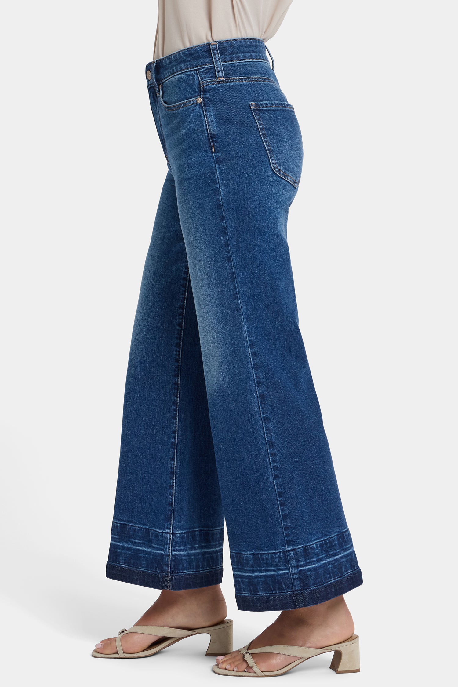 NYDJ Mia Palazzo Ankle Jeans With High Rise And Contrast Washed Hems - Trail Lands